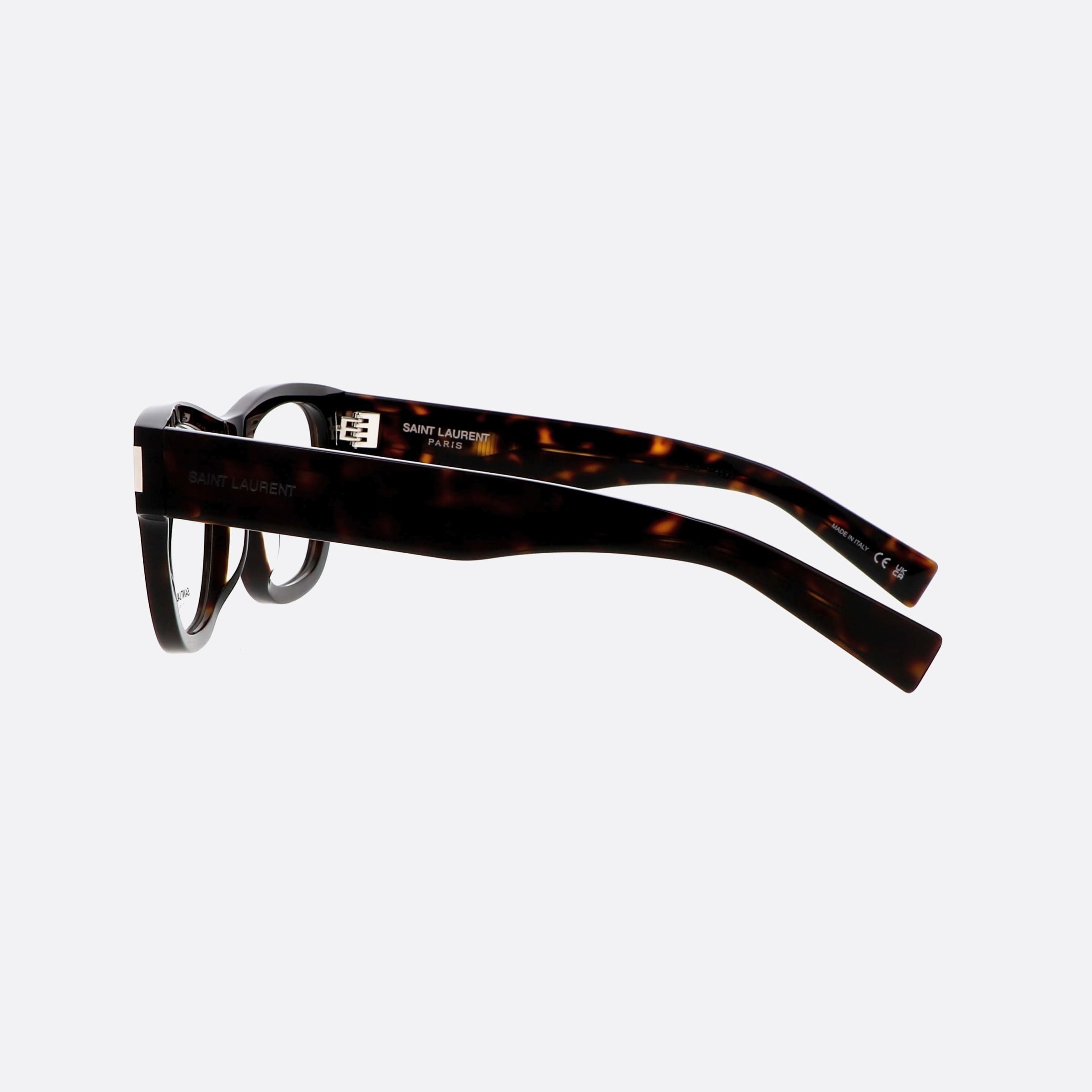 Saint 50mm Laurent Classic Havana Squared Unisex Eyeglasses - Detail View