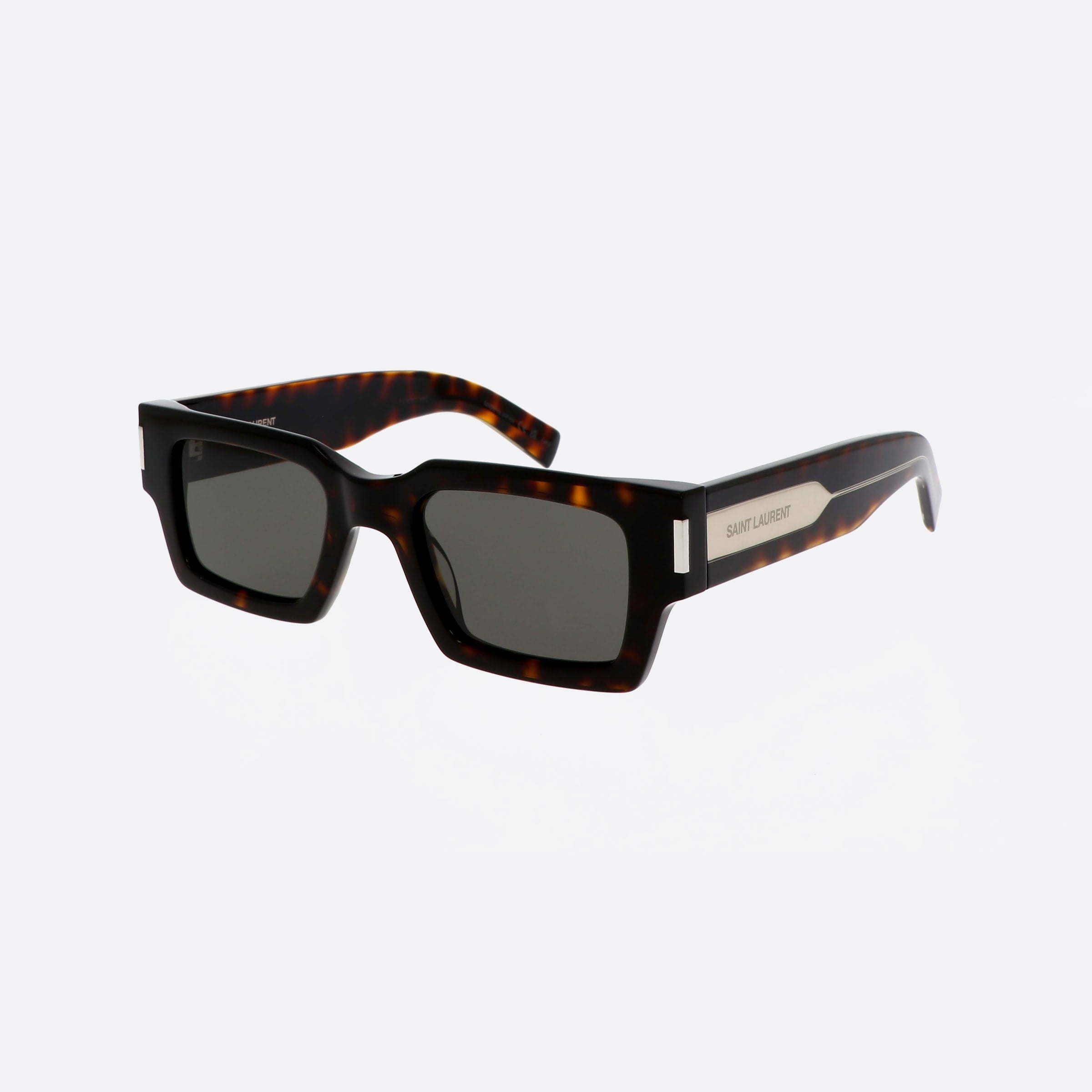 Saint 50mm Laurent Corner Angle Tortoise Square Unisex Sunglasses - Main View