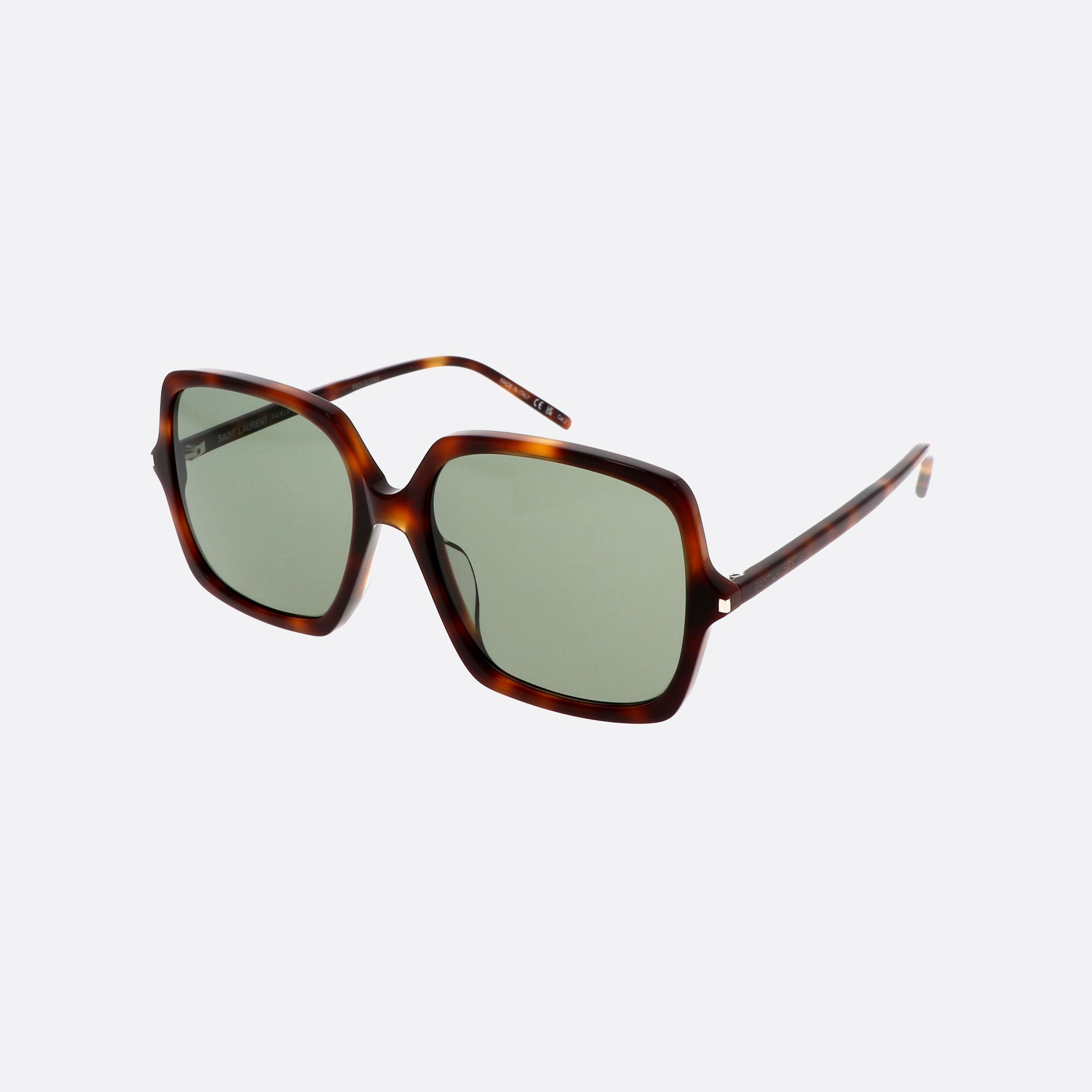 Saint 57mm Laurent Corner Angle Havana Geometric Woman Sunglasses - Main View