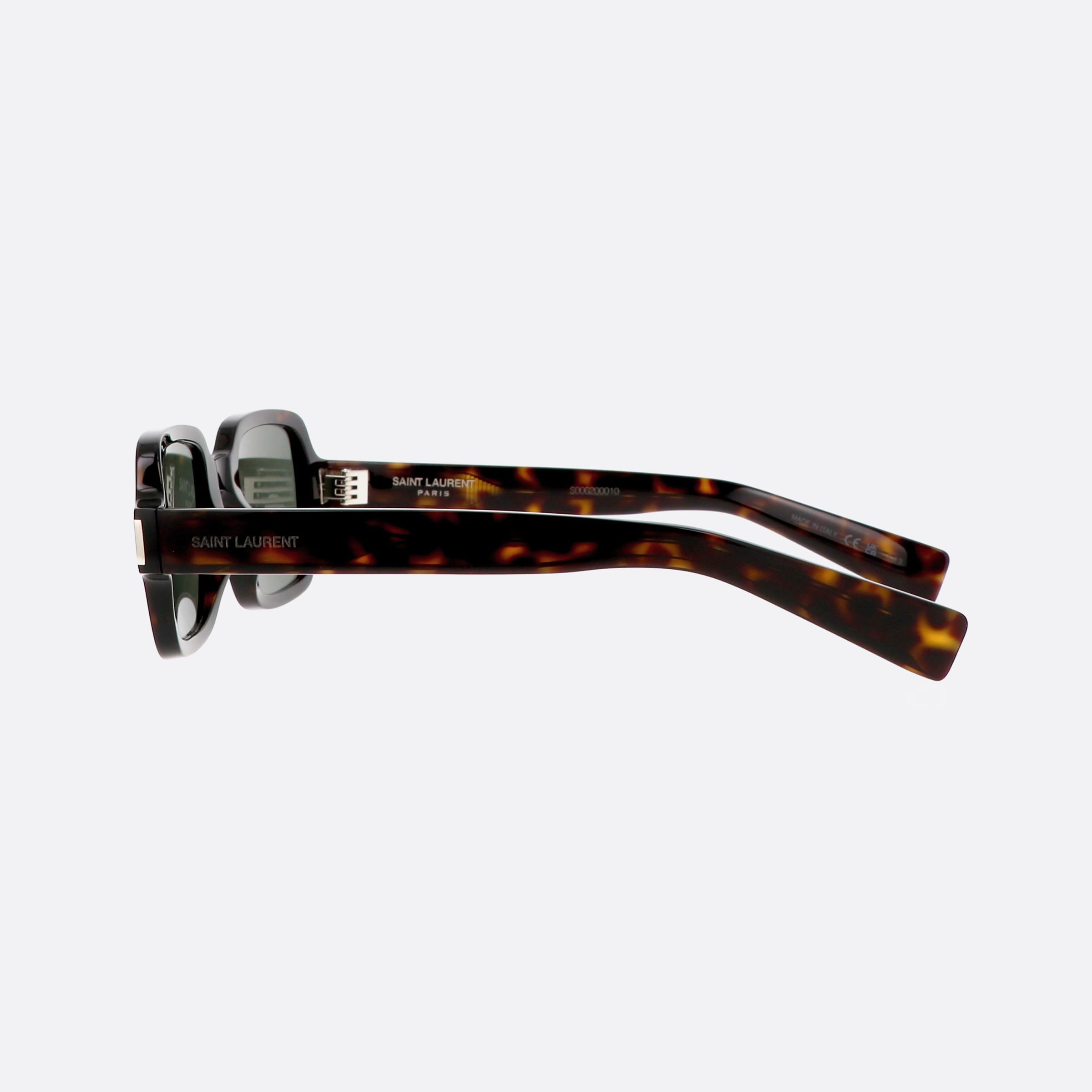 Saint 48mm Laurent Corner Angle Tortoise Square Unisex Sunglasses - Detail View