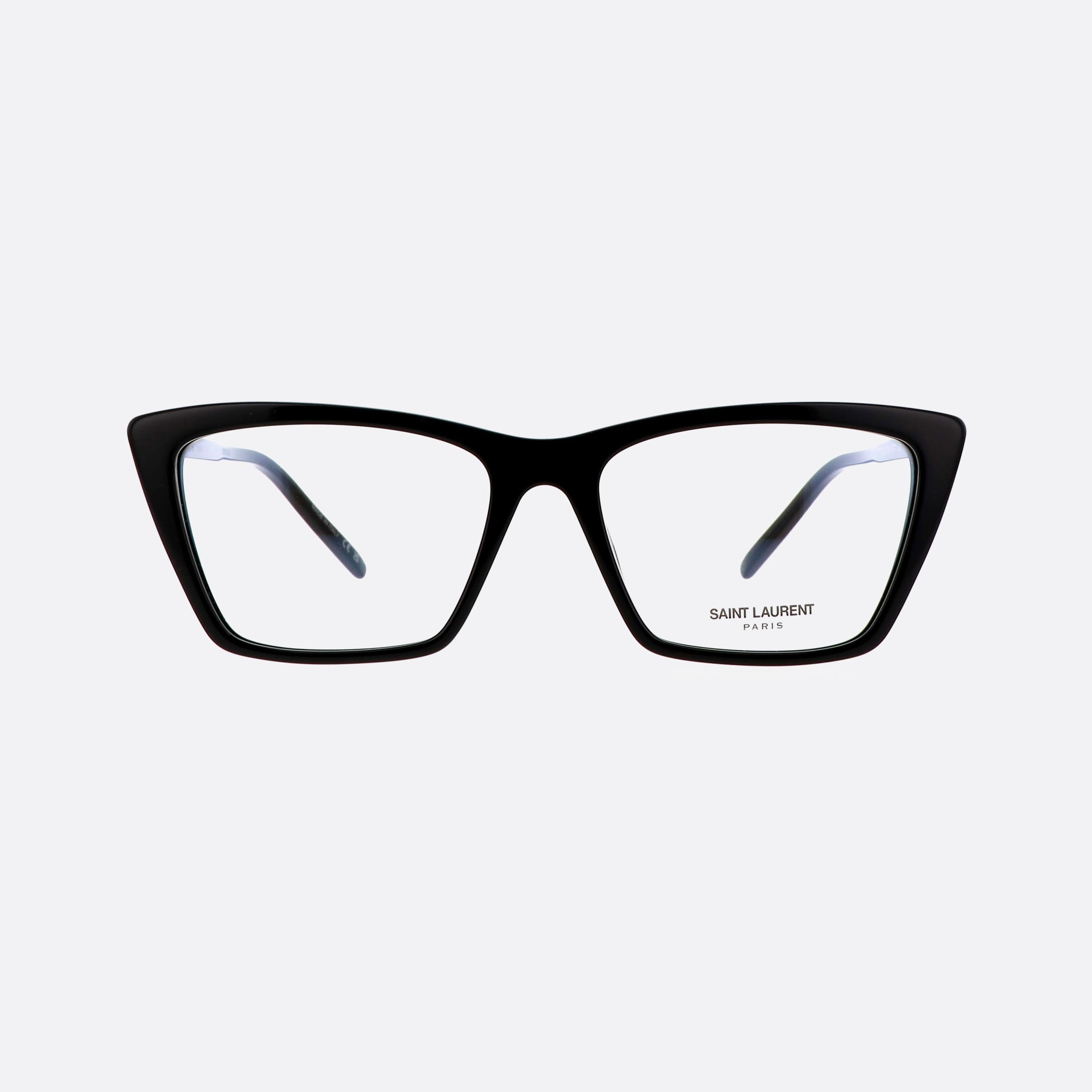 Saint 54mm Laurent Corner Angle Black Squared Woman Eyeglasses - Side View