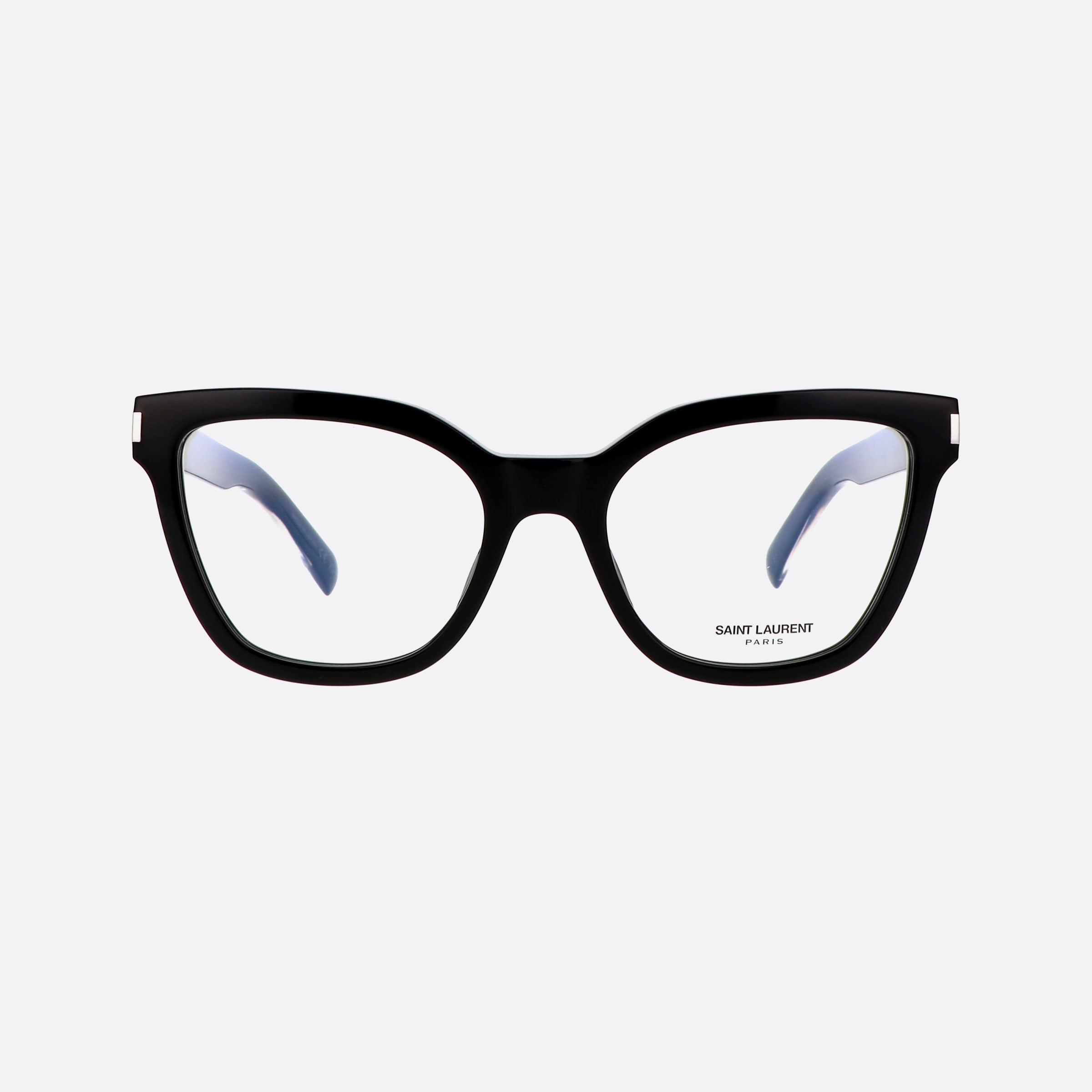 Saint 54mm Laurent Corner Angle Black Cat Eye Woman Eyeglasses - Side View