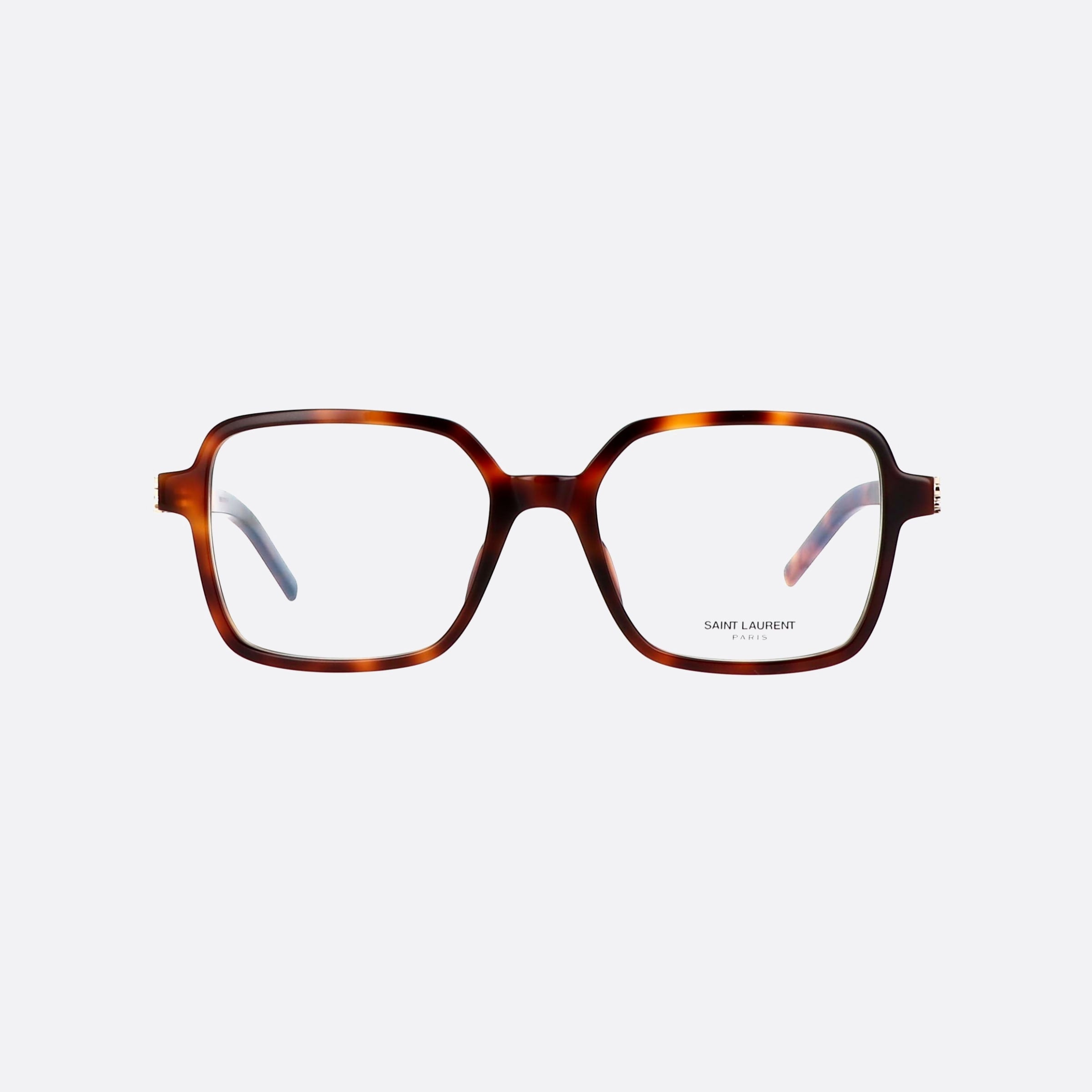 Saint 54mm Laurent Monogram M139 Havana Squared Woman Eyeglasses - Side View