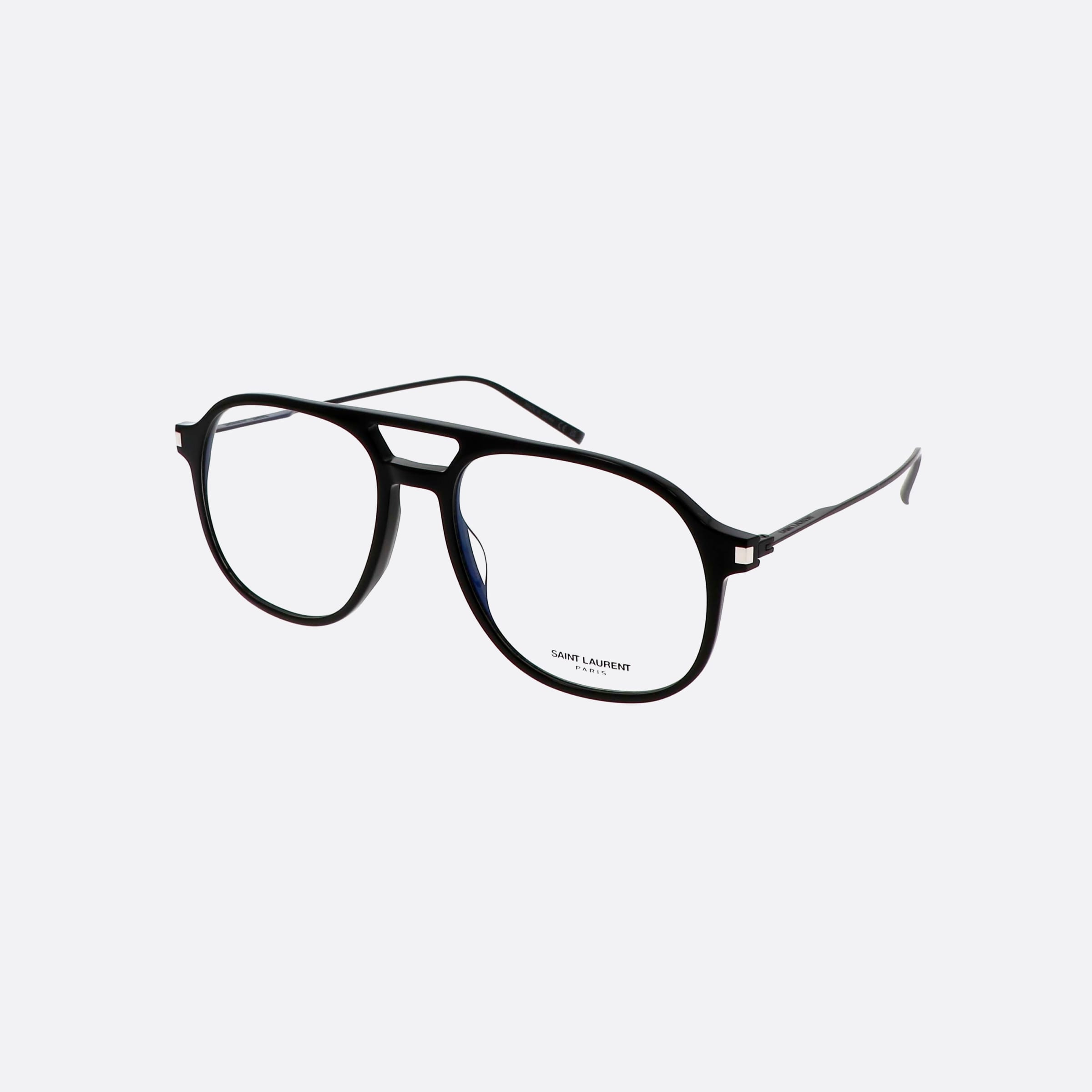 Saint 55mm Laurent New Wave Black Pilot Unisex Eyeglasses - Main View