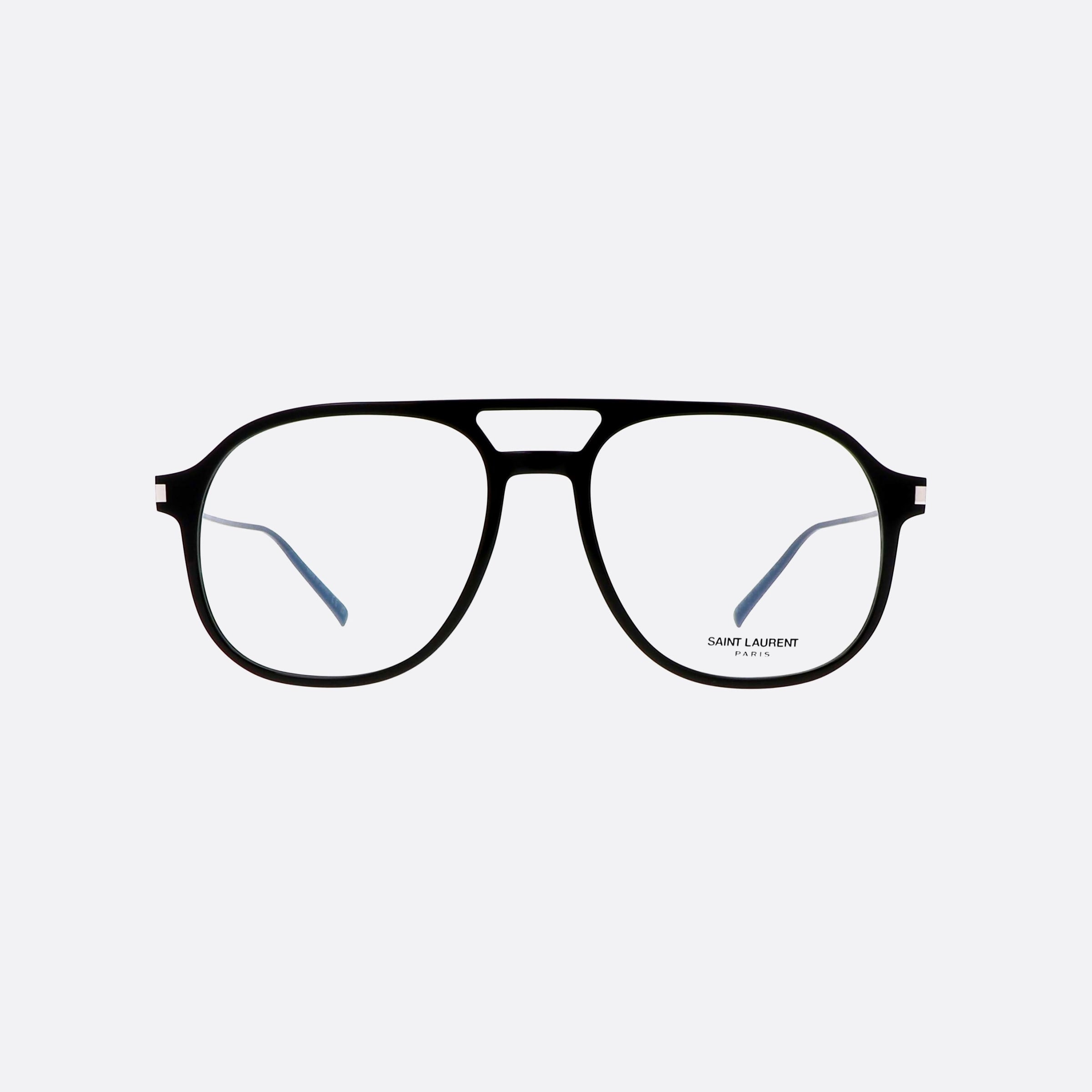 Saint 55mm Laurent New Wave Black Pilot Unisex Eyeglasses - Side View