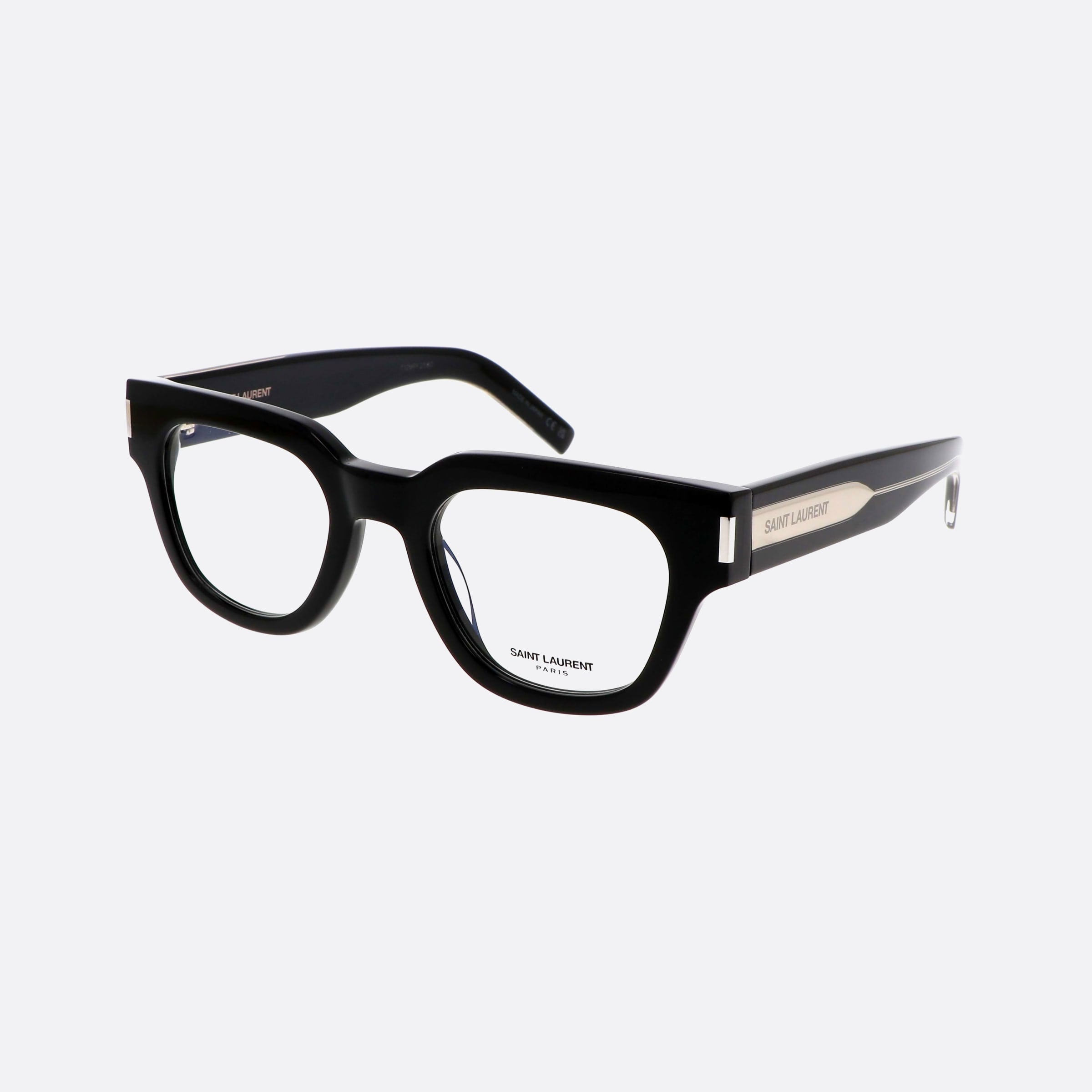 Saint 50mm Laurent New Wave Black Squared Unisex Eyeglasses - Main View