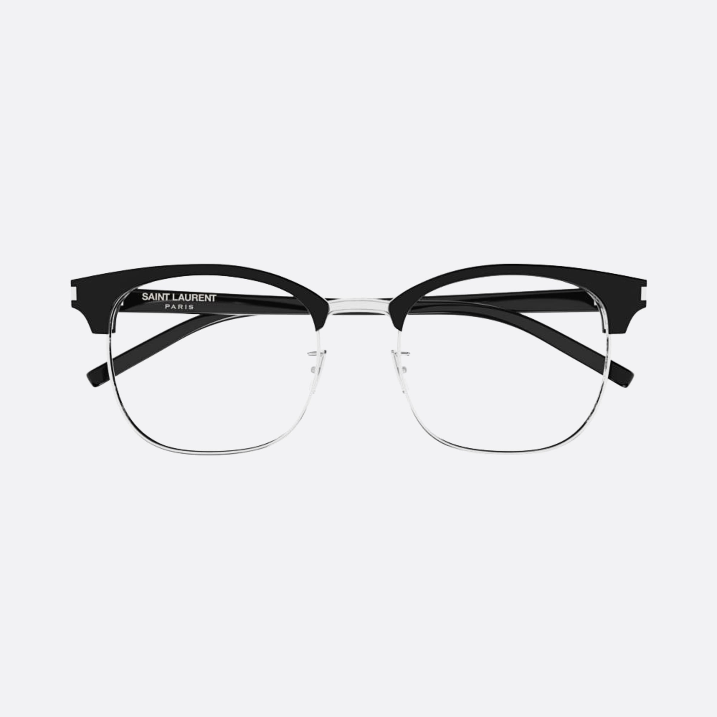 Saint 54mm Laurent Black Geometric Unisex Eyeglasses - Main View