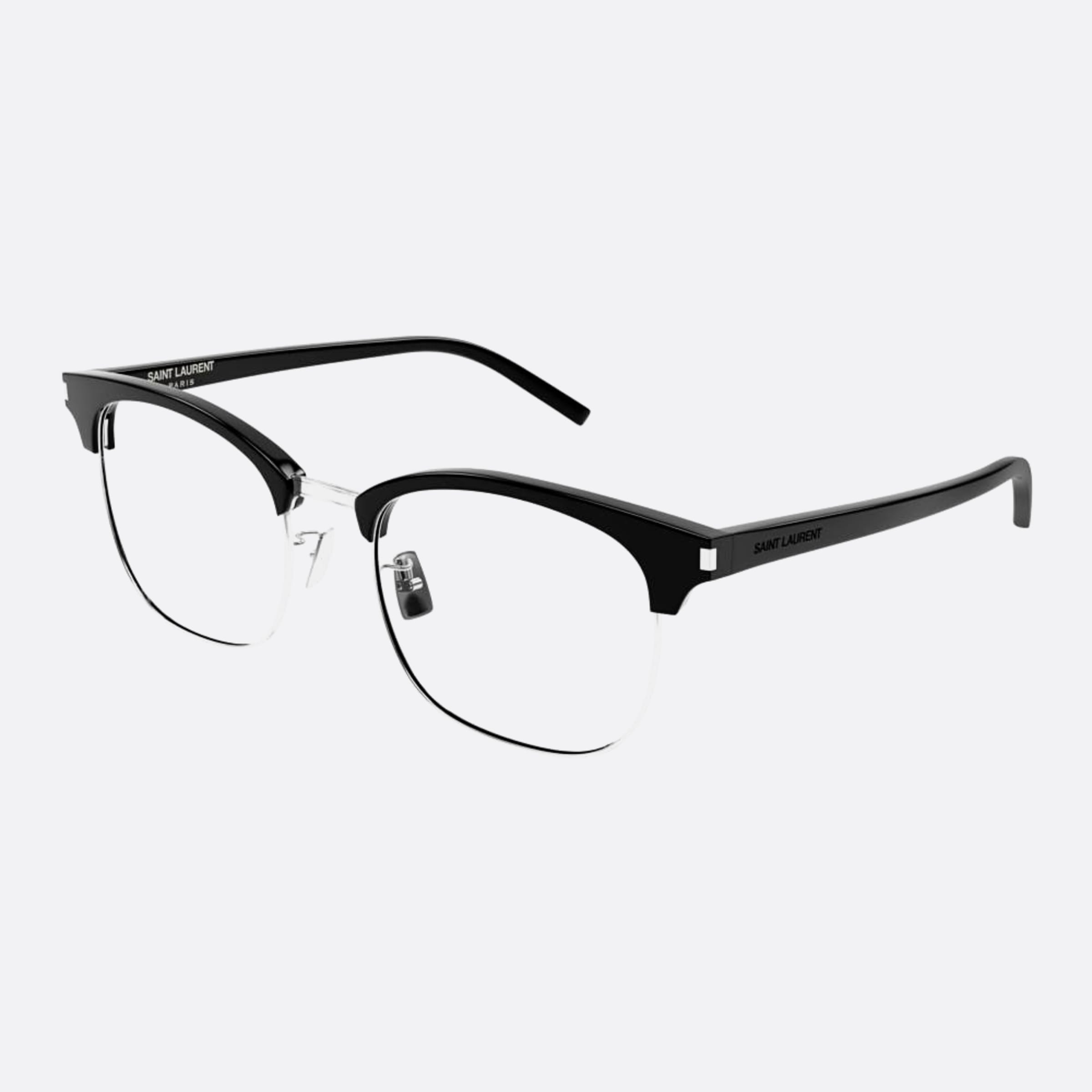 Saint 54mm Laurent Black Geometric Unisex Eyeglasses - Side View
