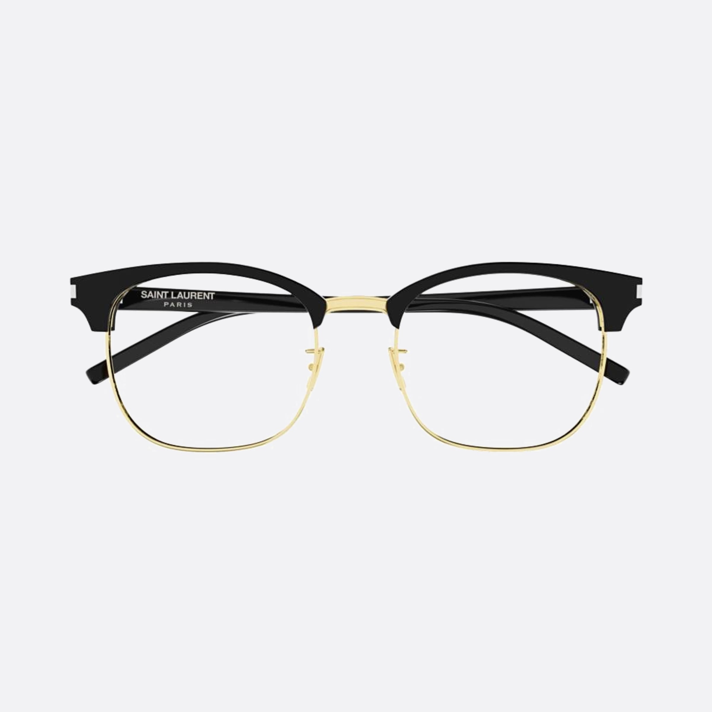 Saint 54mm Laurent Black Geometric Unisex Eyeglasses - Main View