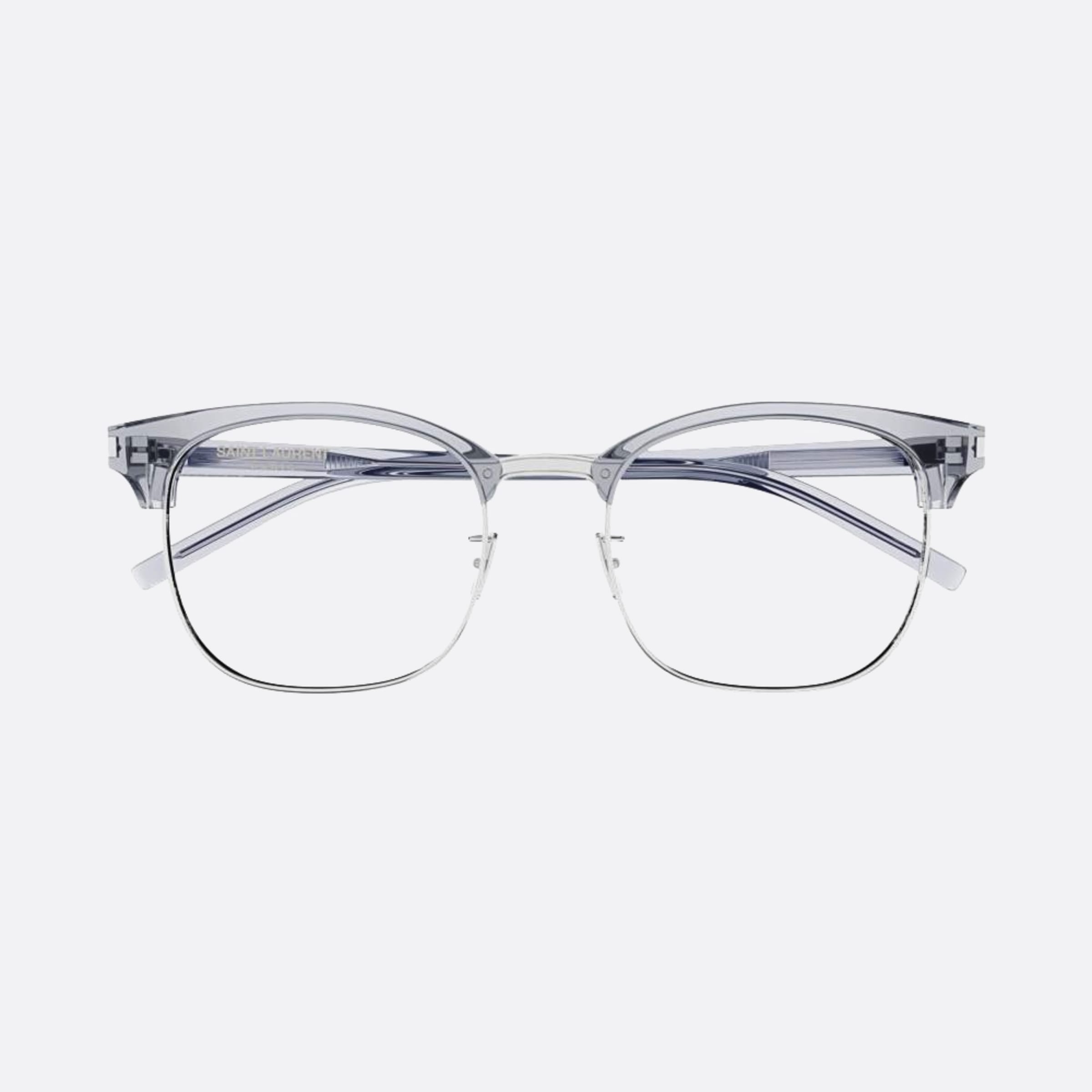 Saint 54mm Laurent Silver Geometric Unisex Eyeglasses - Main View