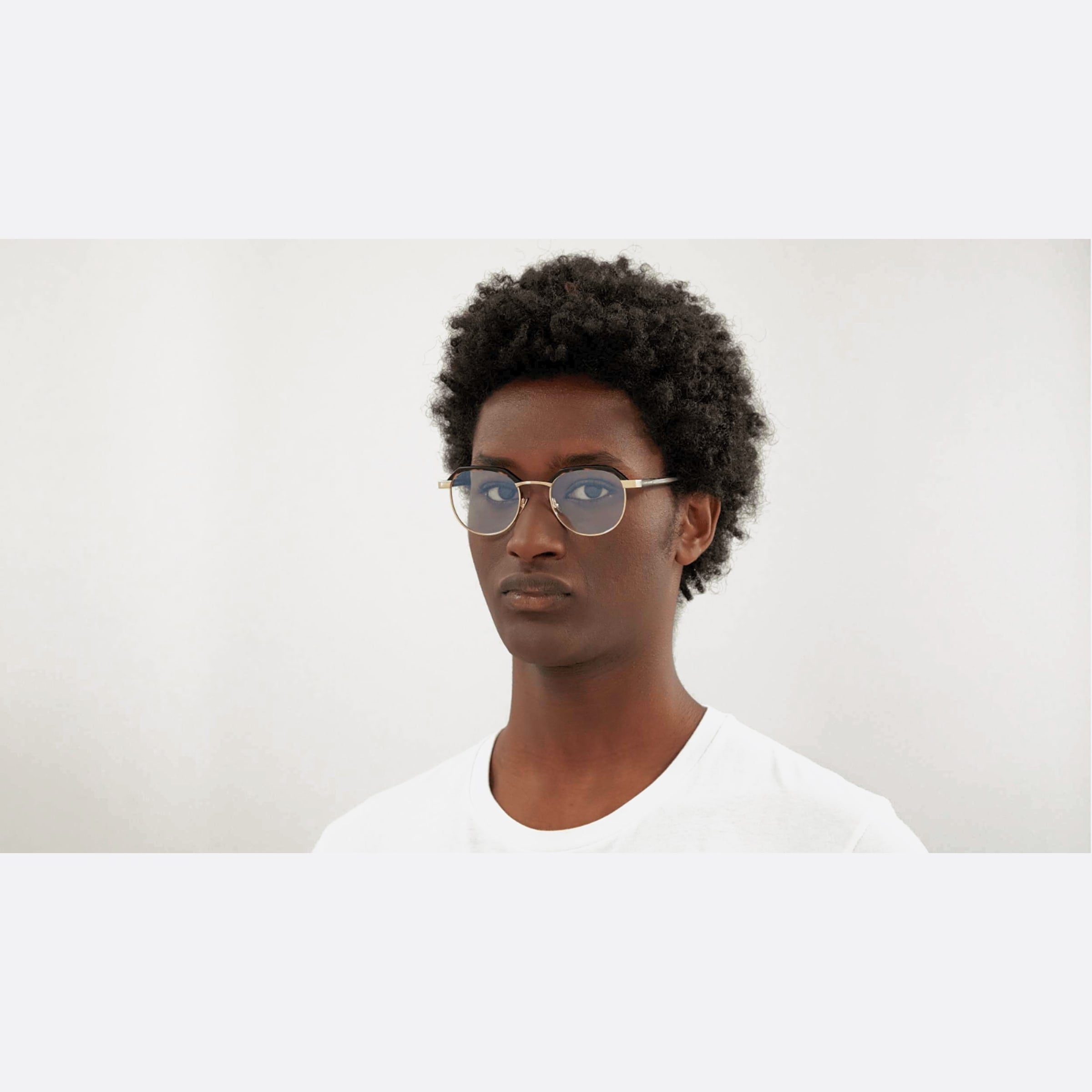 Saint 50mm Laurent Tortoise Oval Unisex Eyeglasses - Lifestyle Shot