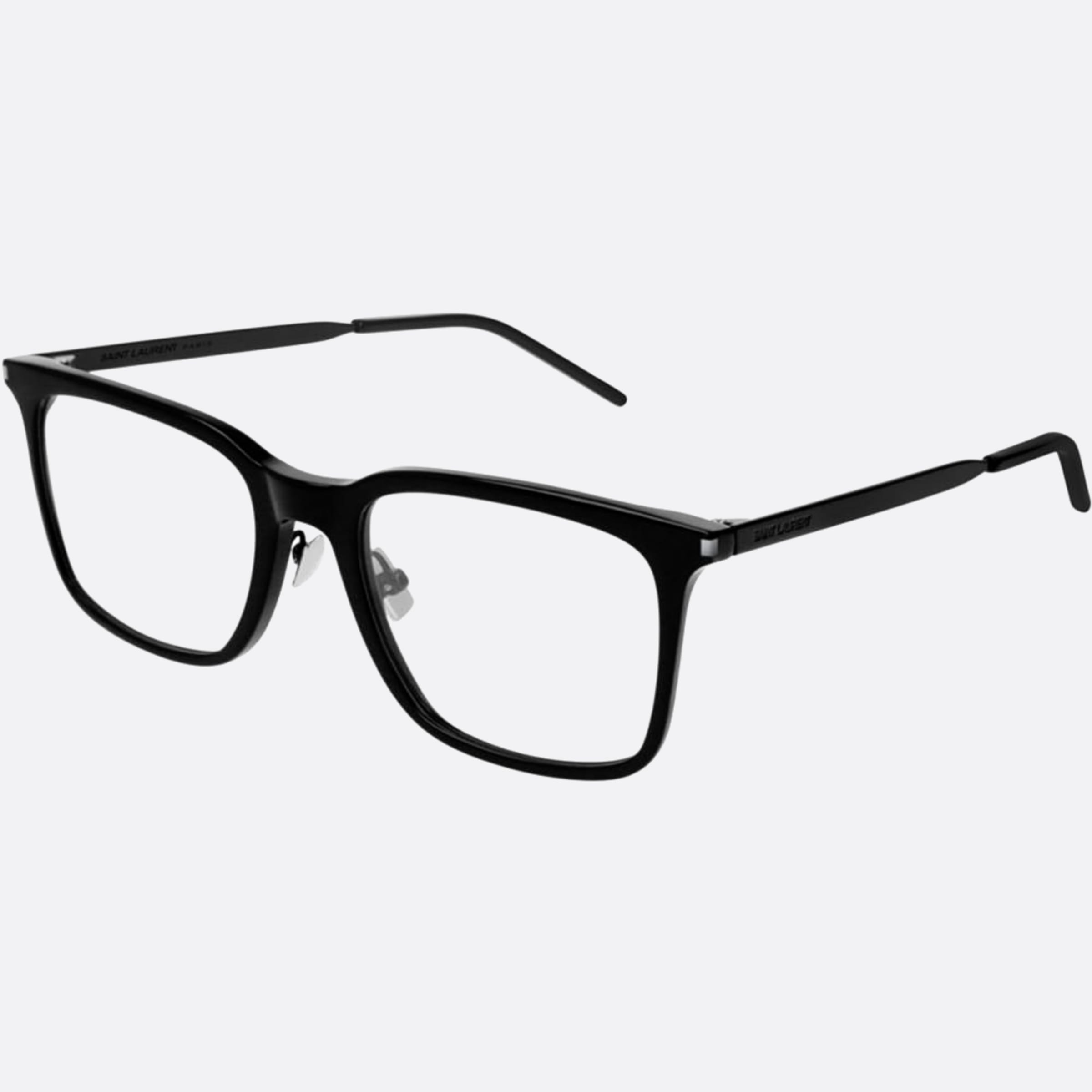 Saint 53mm Laurent Black Geometric Unisex Eyeglasses - Side View
