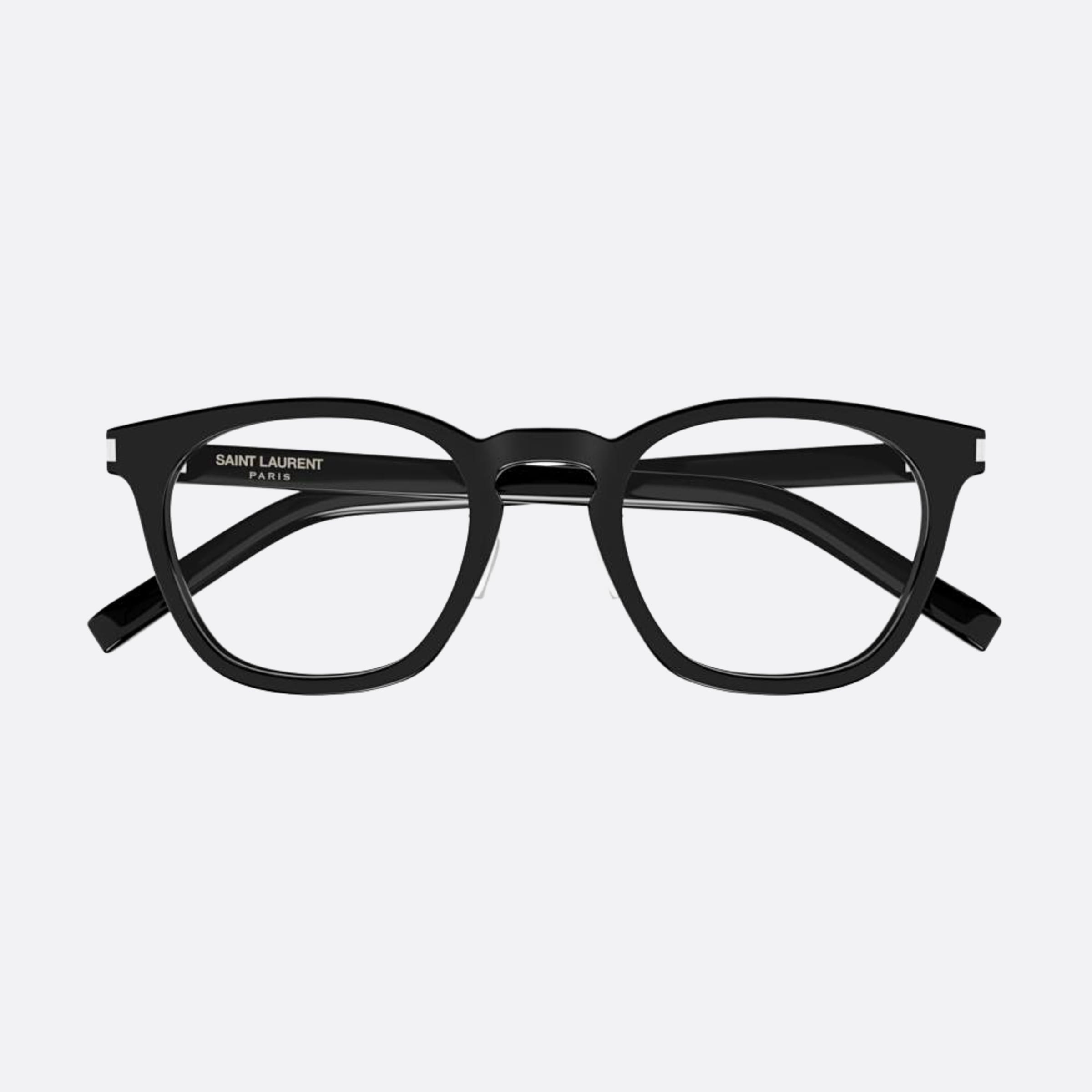 Saint 49mm Laurent Black Squared Unisex Eyeglasses - Main View