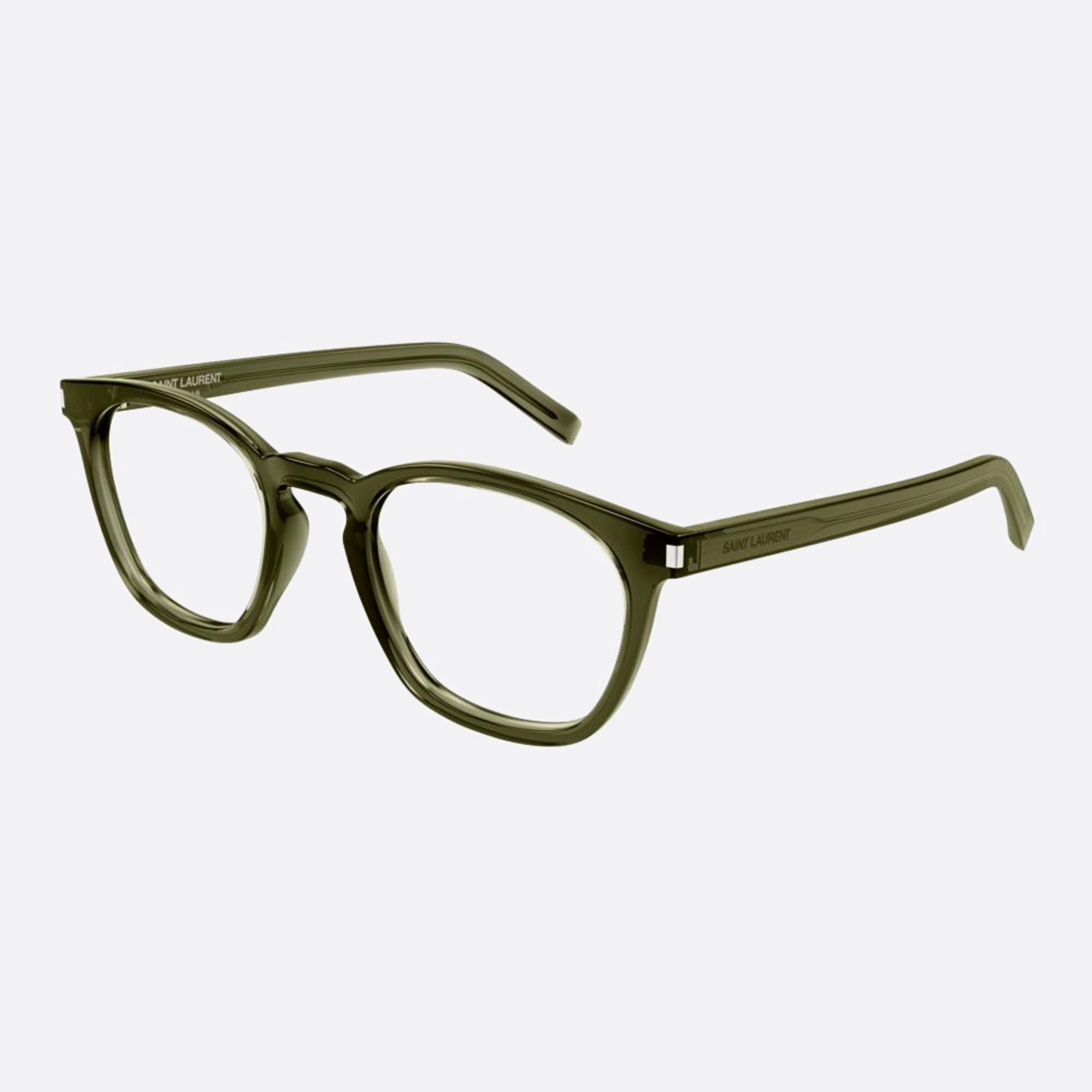 Saint 50mm Laurent Opt Tgn Green Pantos Unisex Eyeglasses - Side View