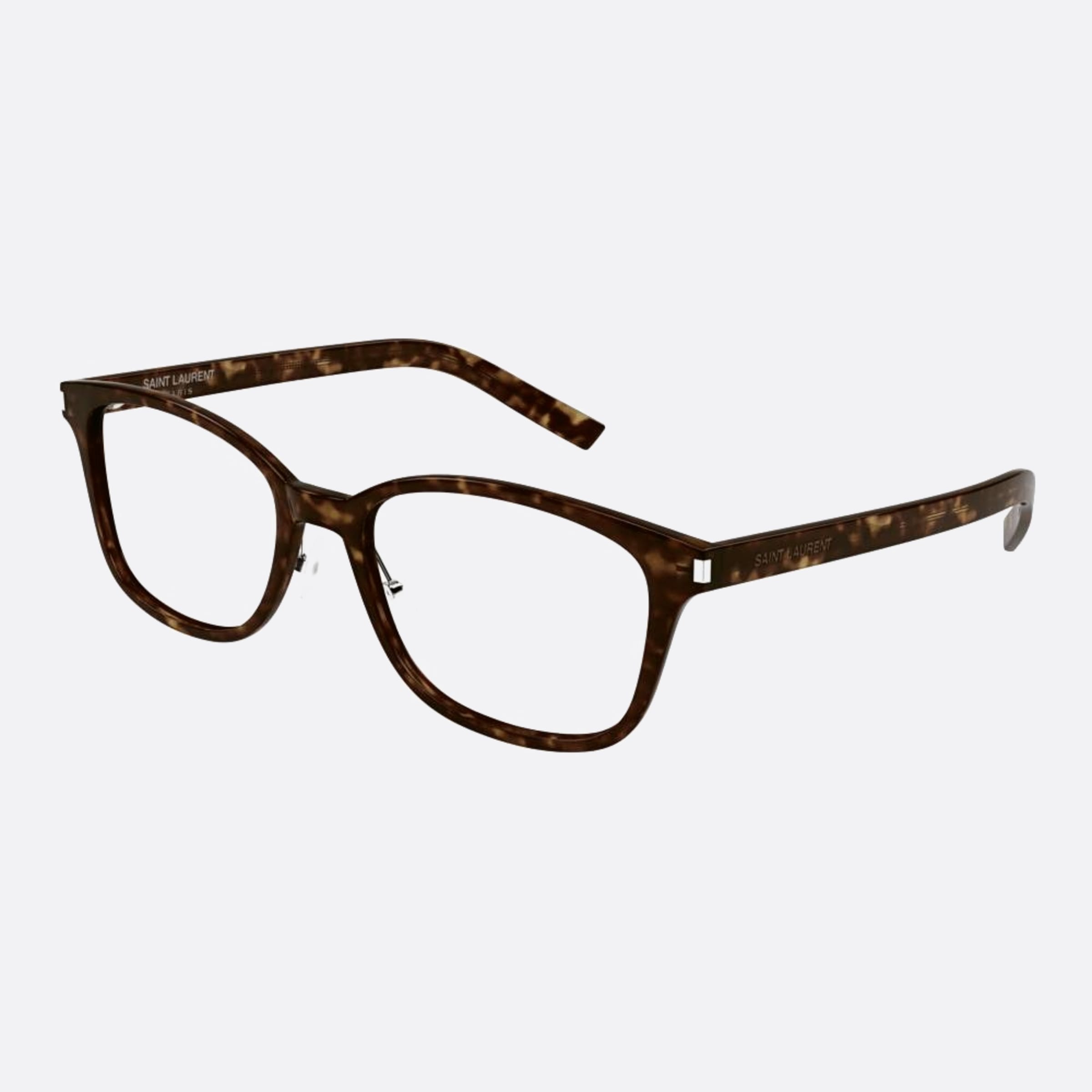 Saint 53mm Laurent Slim Havana Squared Unisex Eyeglasses - Side View