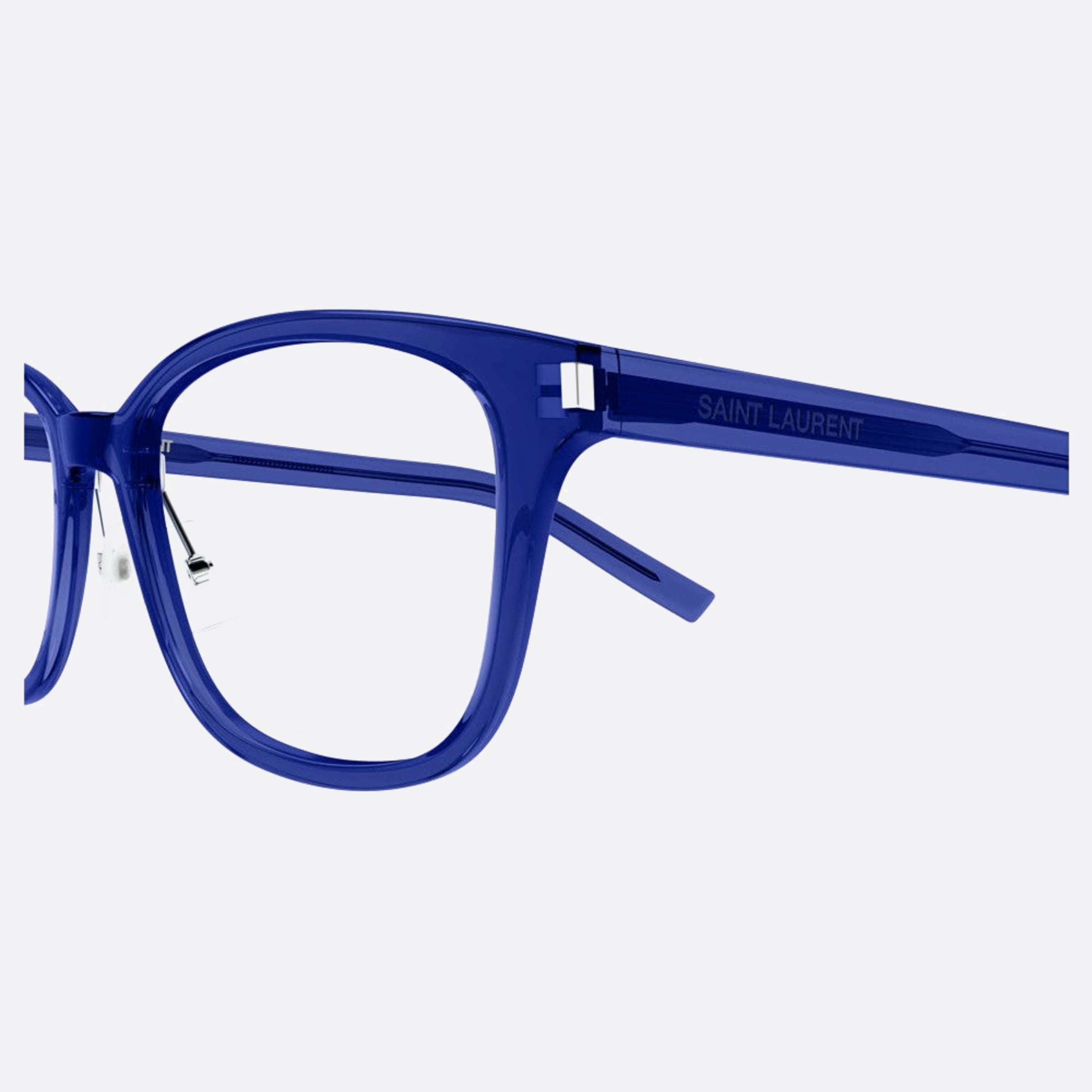 Saint 53mm Laurent Slim Blue Squared Unisex Eyeglasses - Detail View