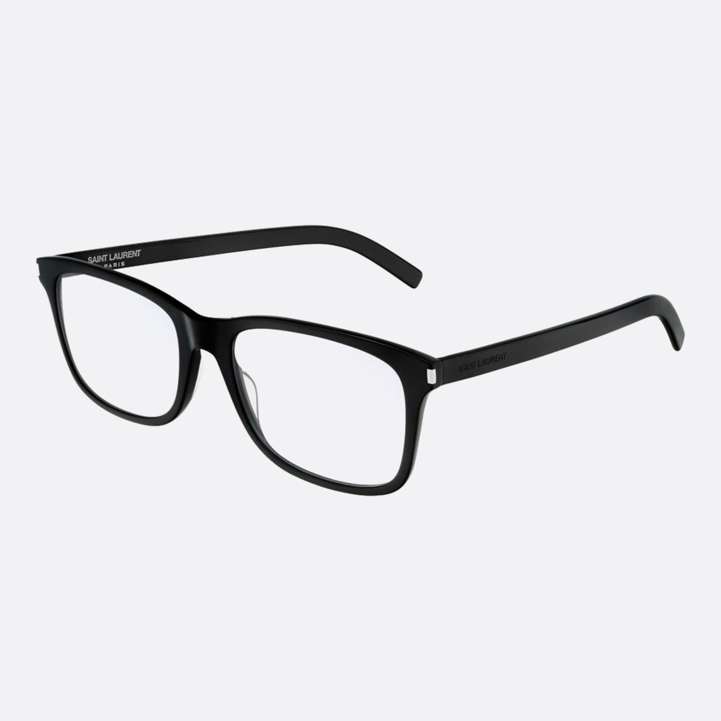 Saint 54mm Laurent Slim Black Geometric Unisex Eyeglasses - Side View