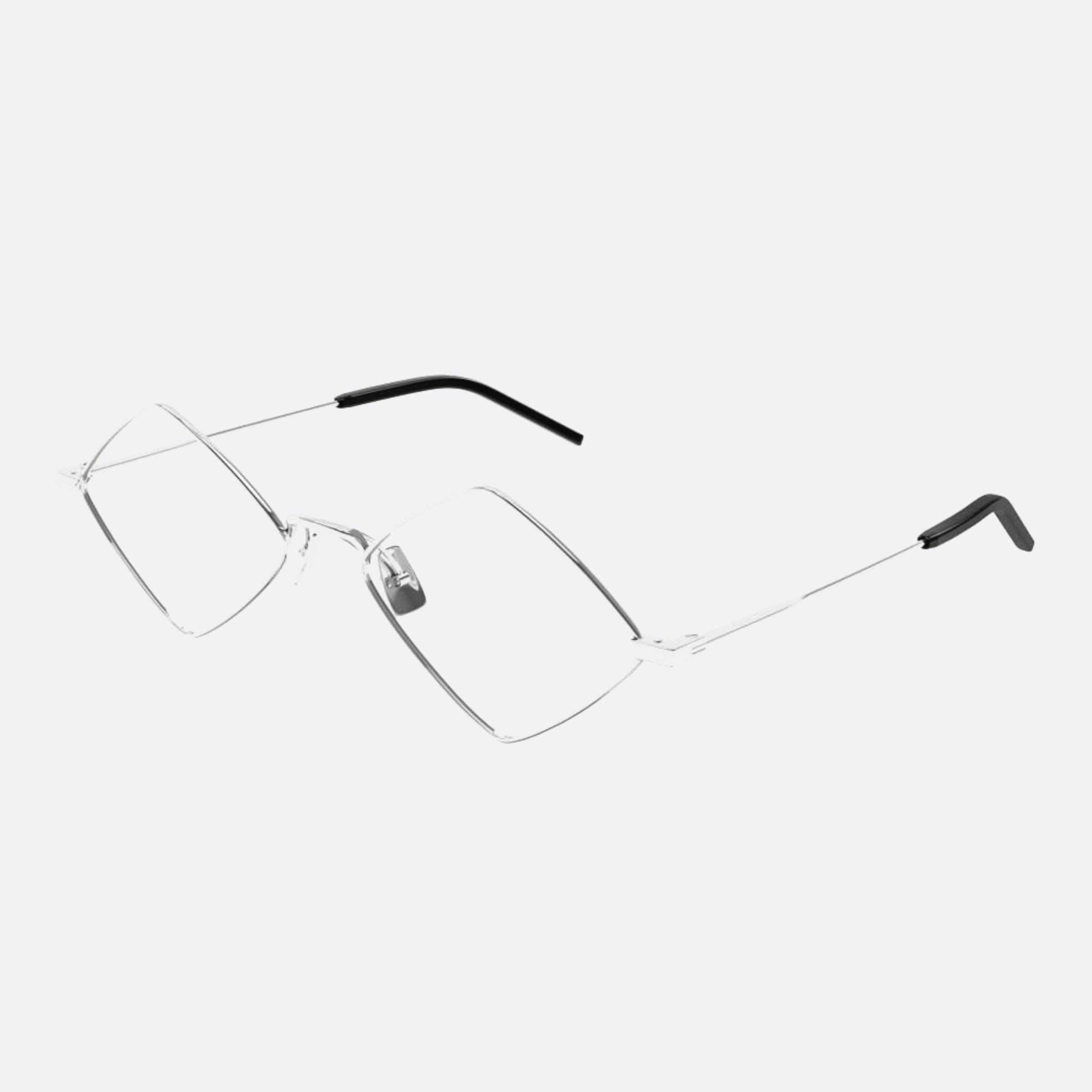 Saint 55mm Laurent Lisa Silver Geometric Woman Eyeglasses - Side View