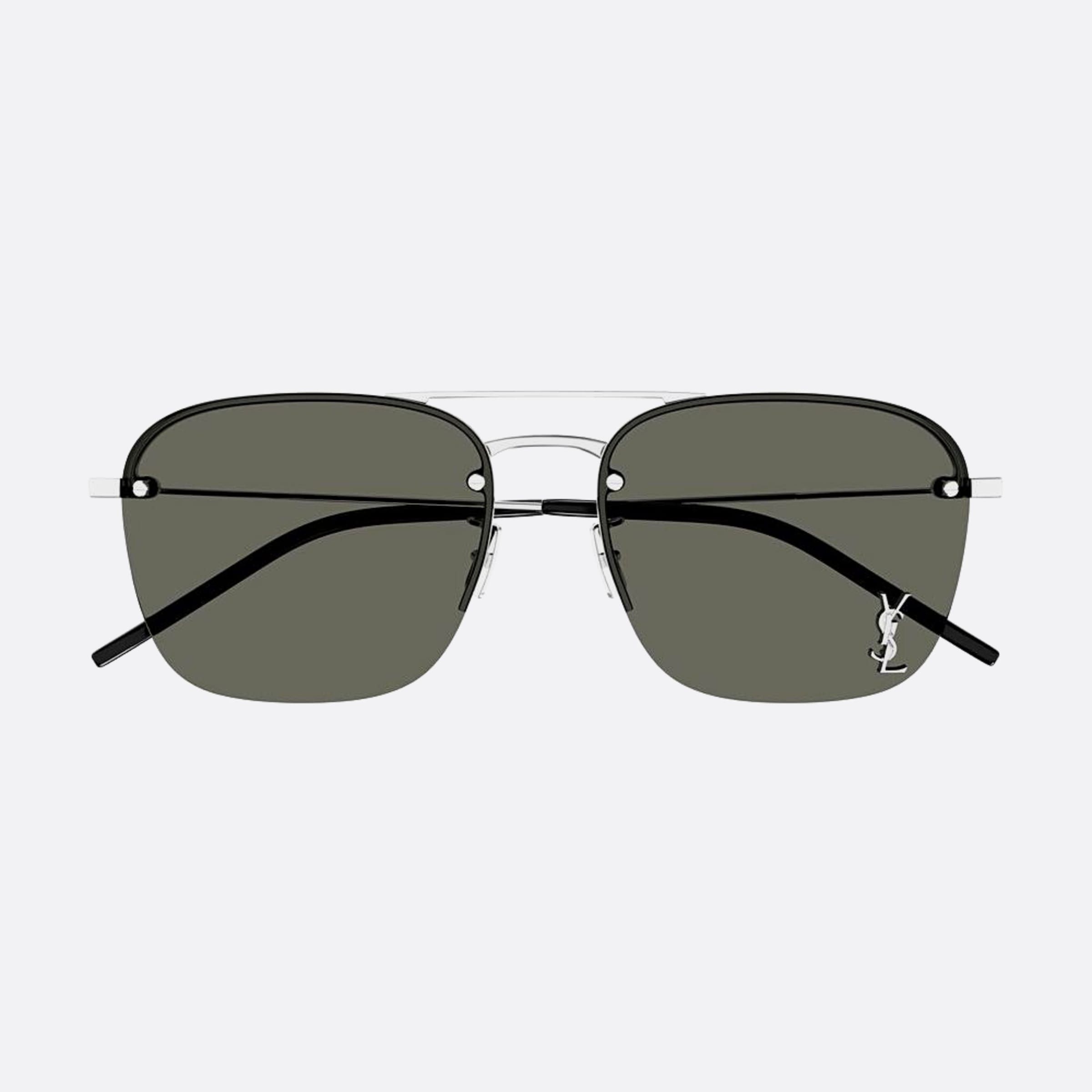 Saint 57mm Laurent Silver Geometric Women Sunglasses - Detail View