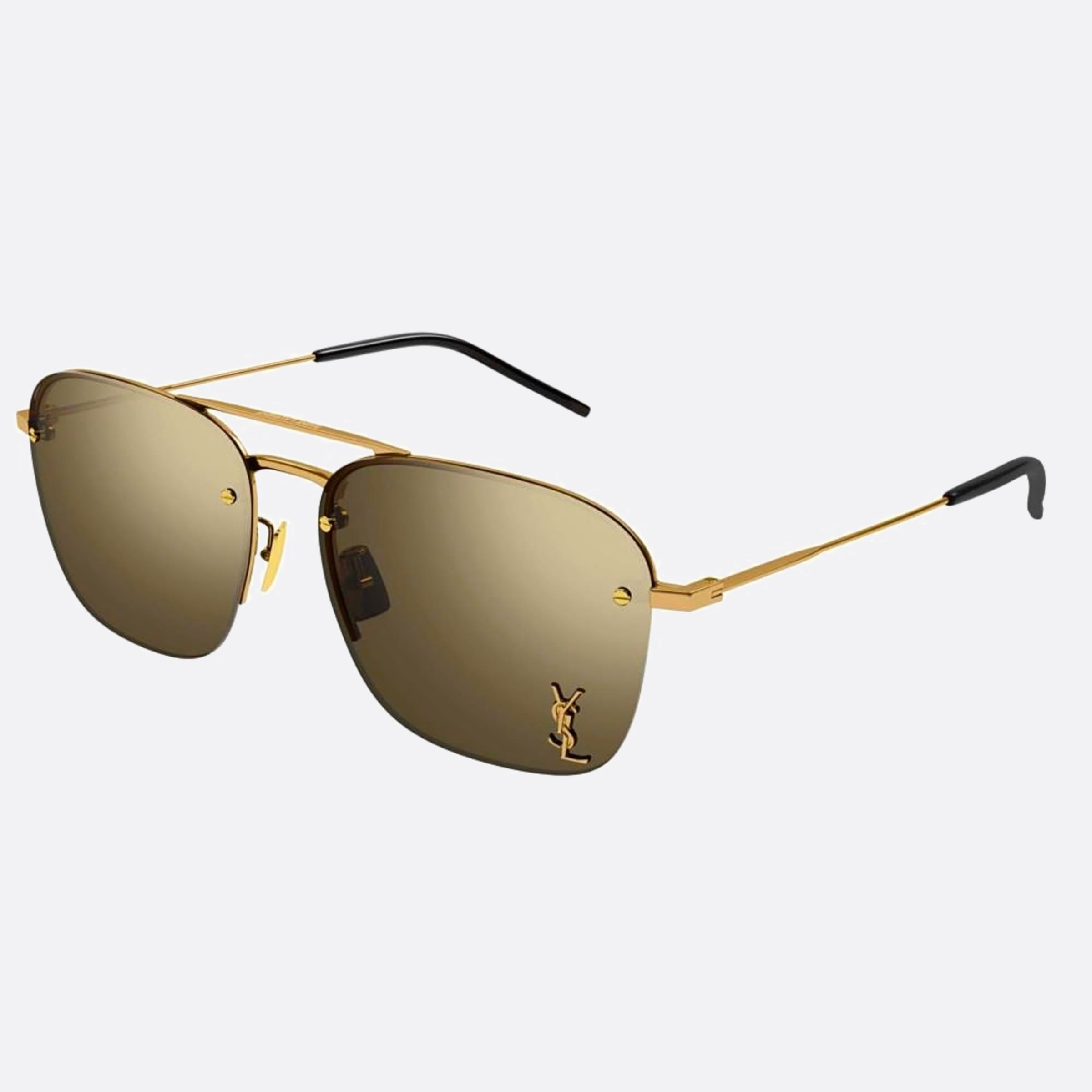 Saint 59mm Laurent Der Brown Geometric Woman Sunglasses - Side View