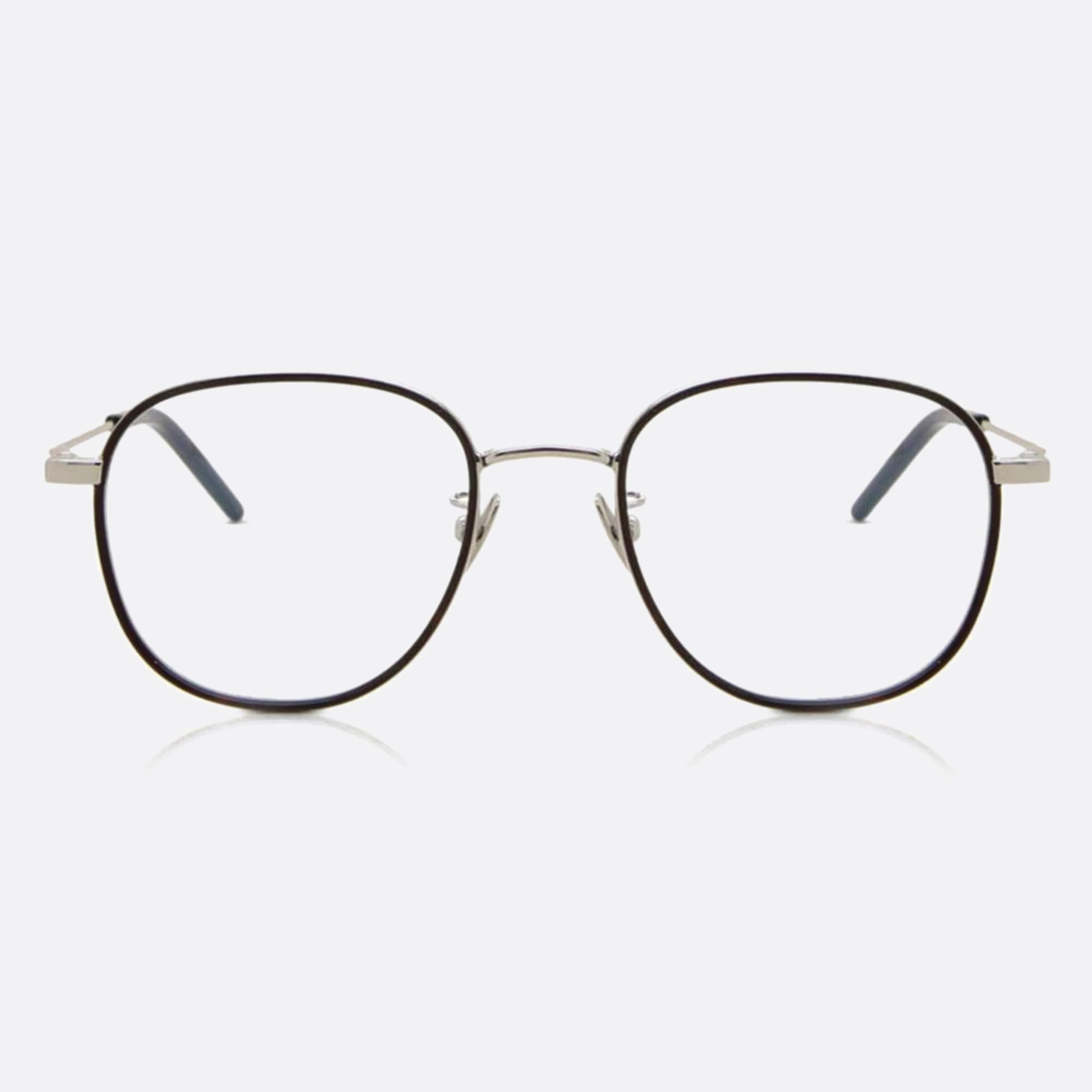 Saint 48mm Laurent Silver Geometric Unisex Eyeglasses - Main View