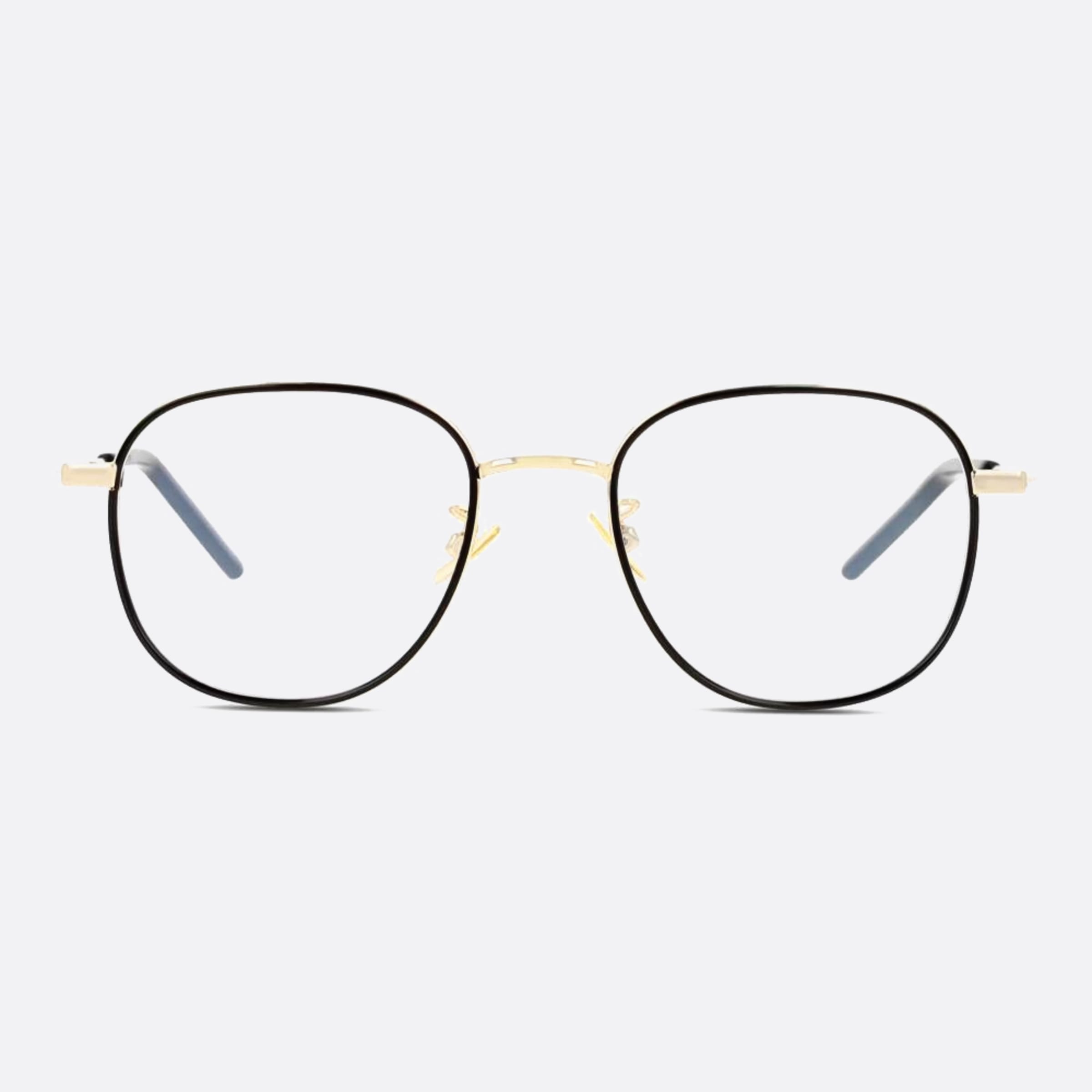 Saint 48mm Laurent Gold Geometric Unisex Eyeglasses - Main View