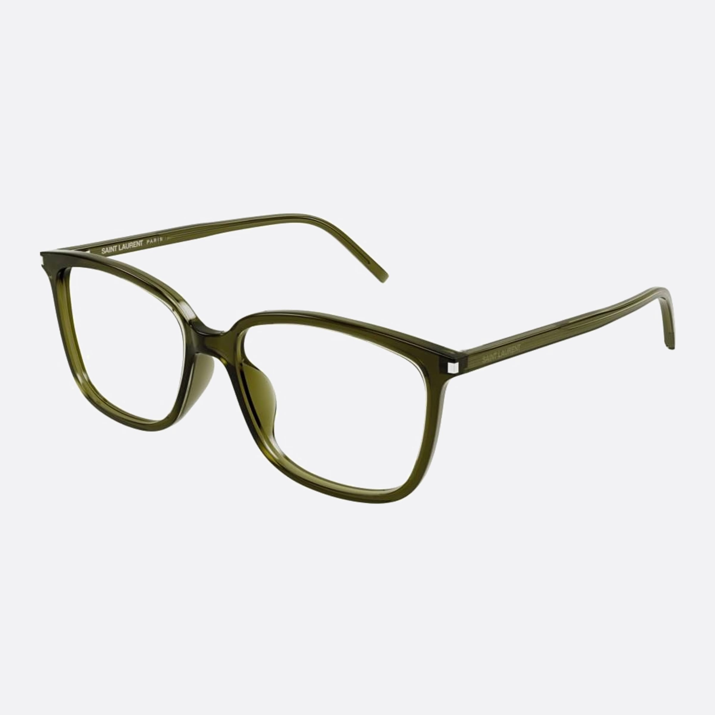 Saint 55mm Laurent Green Squared Woman Eyeglasses - Side View