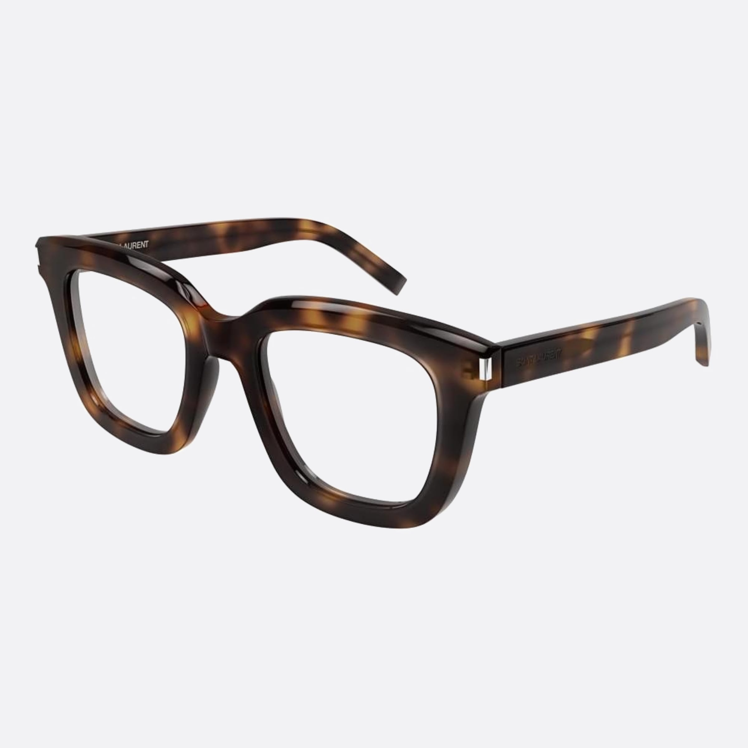 Saint 51mm Laurent Opt Havana Geometric Unisex Eyeglasses - Side View
