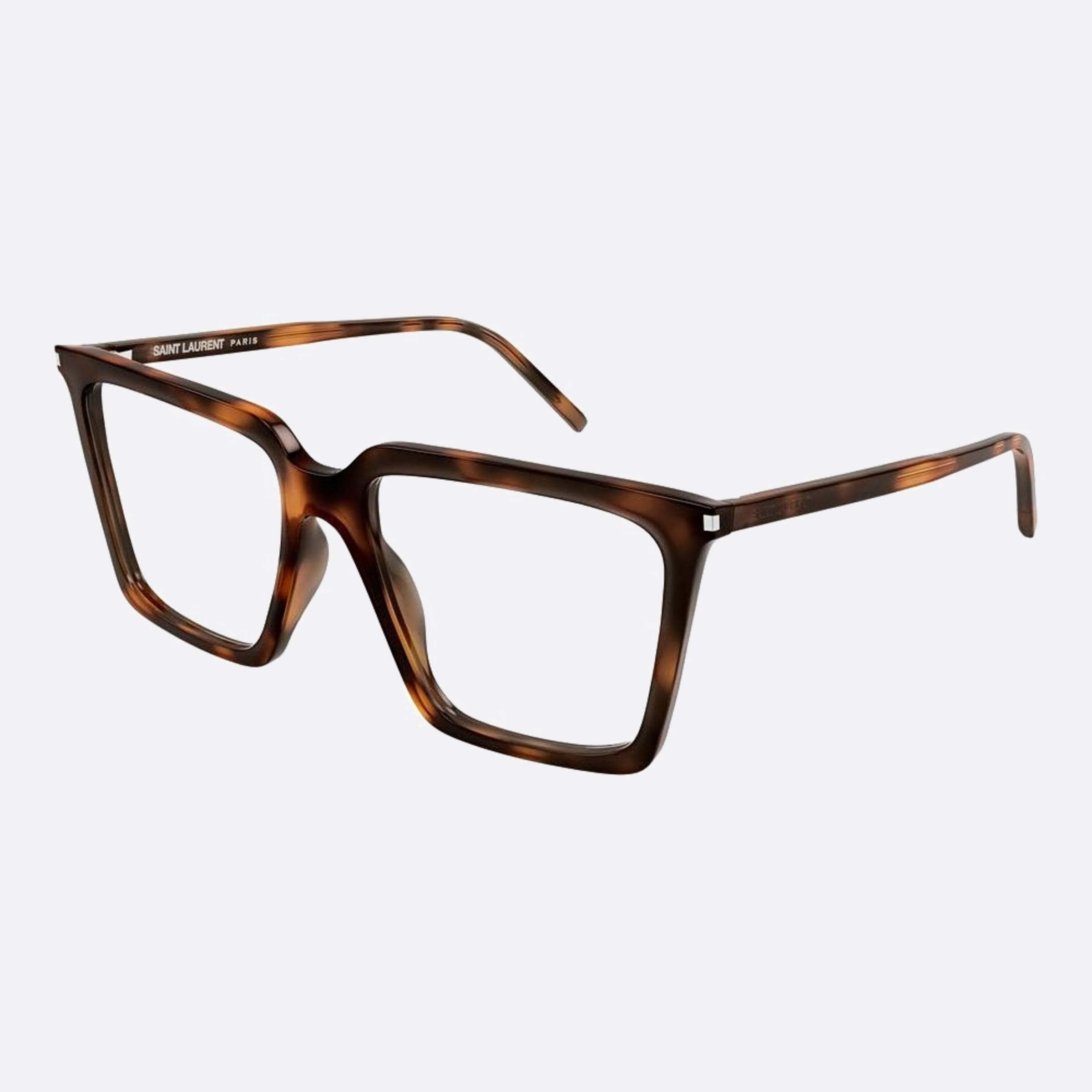 Saint 56mm Laurent Opt Havana Geometric Woman Eyeglasses - Side View