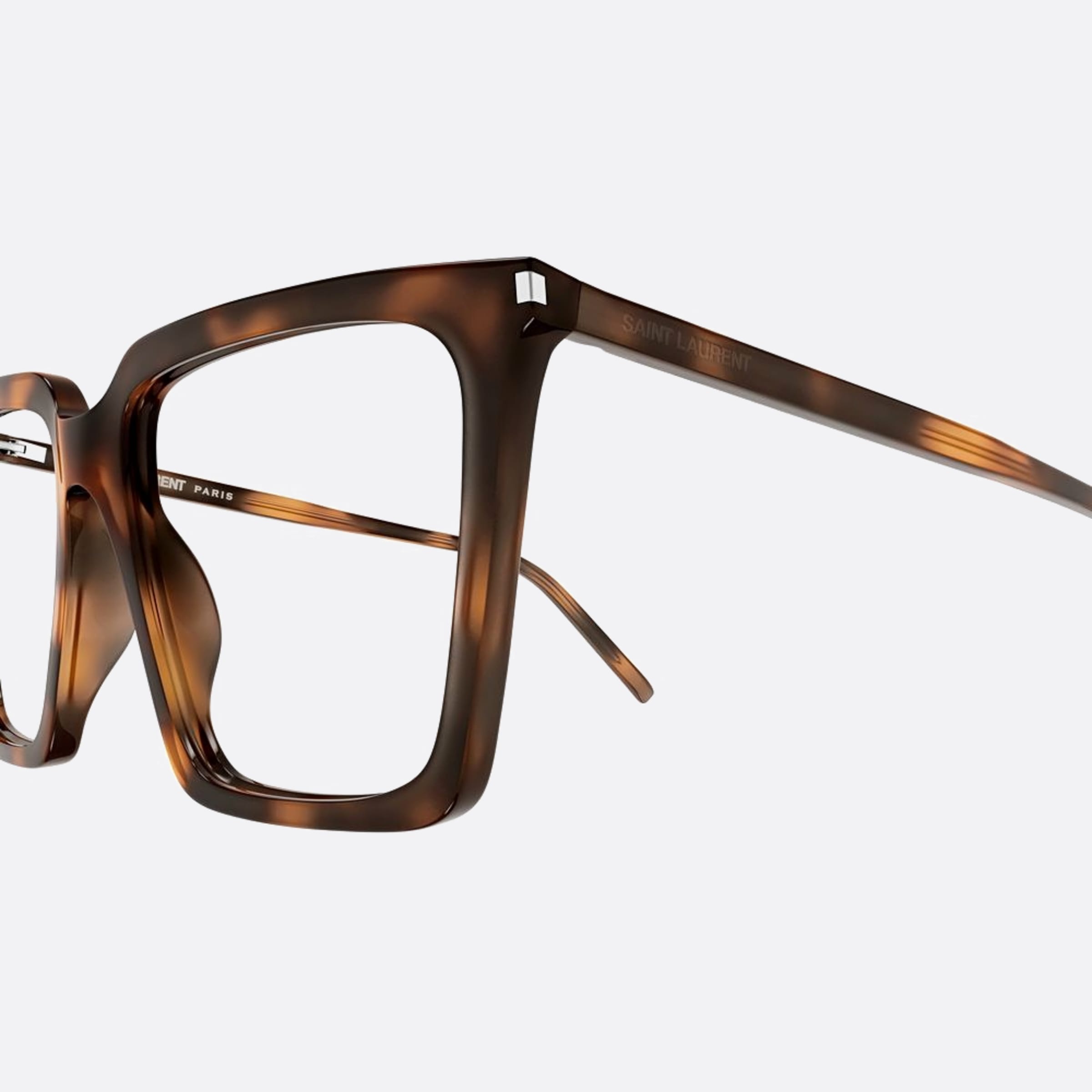 Saint 56mm Laurent Opt Havana Geometric Woman Eyeglasses - Lifestyle Shot