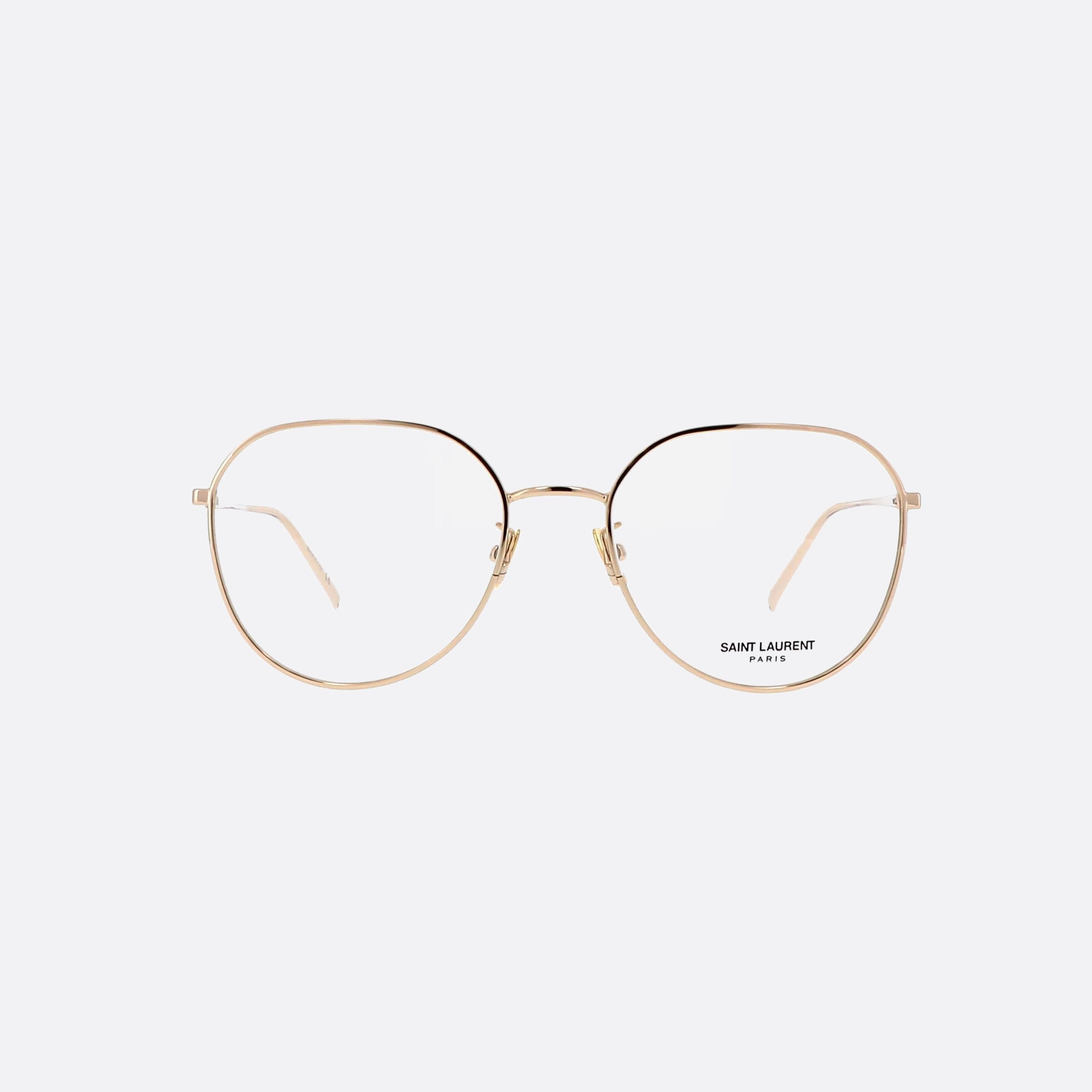 Saint 53mm Laurent Gold Oval Woman Eyeglasses - Side View