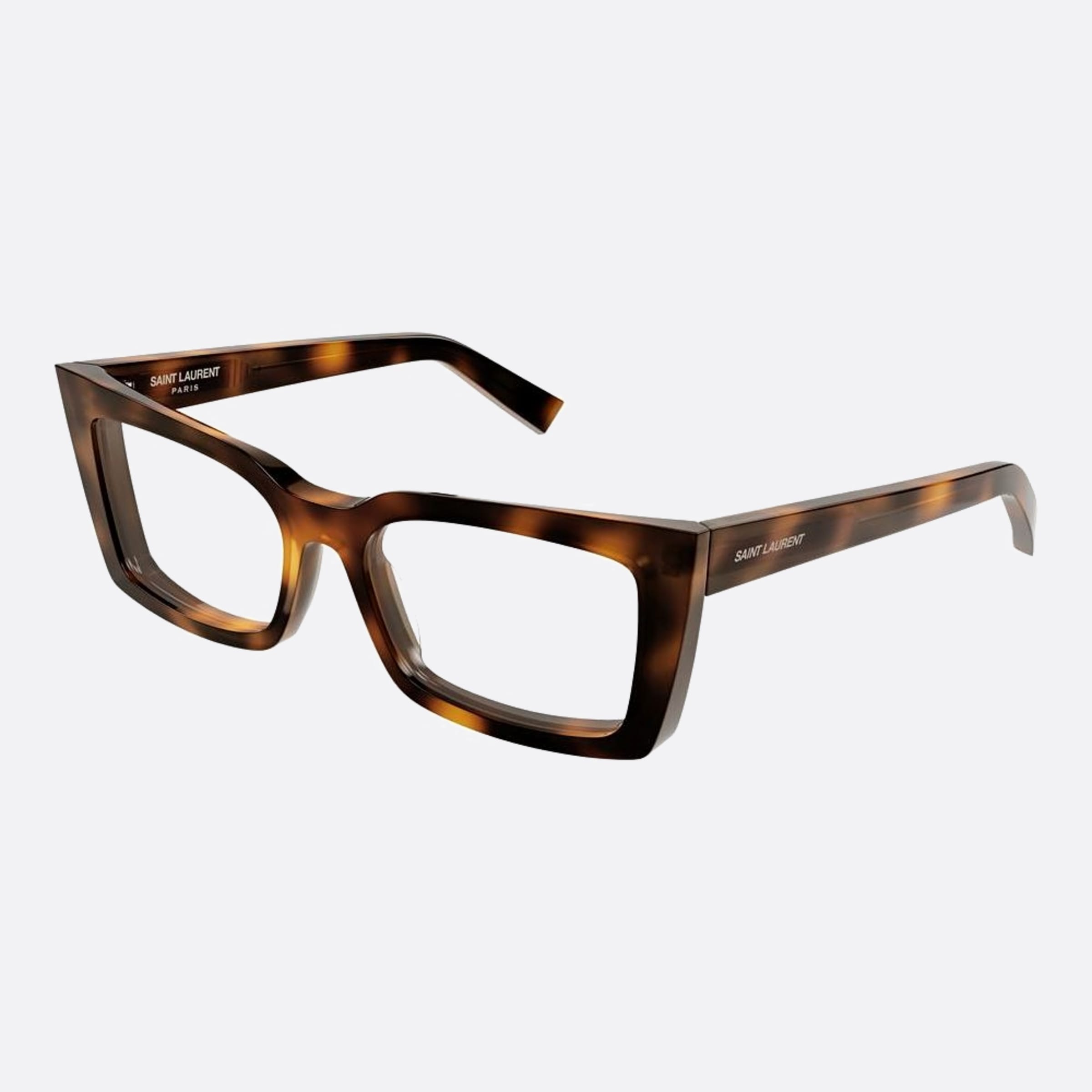 Saint 54mm Laurent Havana Geometric Woman Eyeglasses - Side View