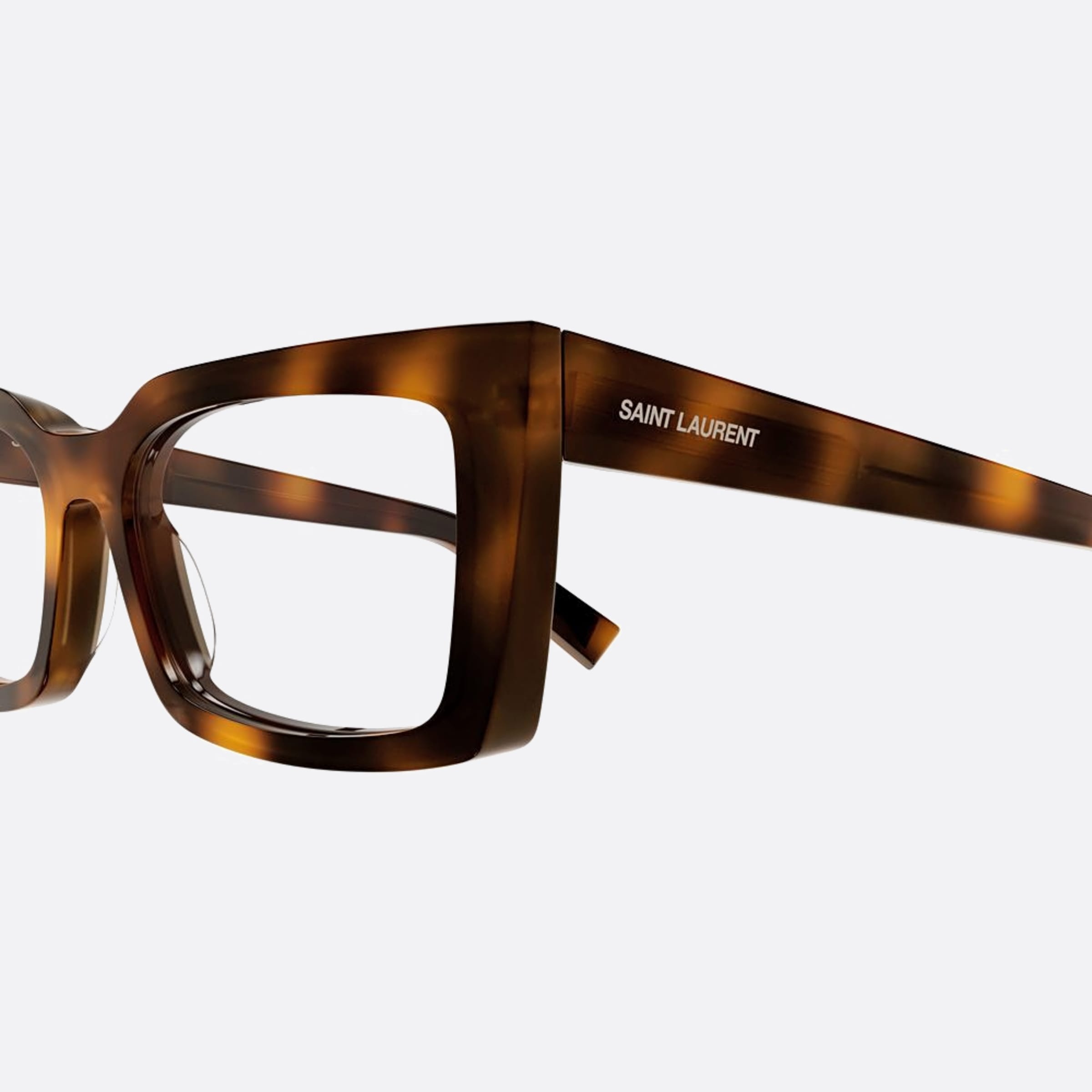 Saint 54mm Laurent Havana Geometric Woman Eyeglasses - Detail View