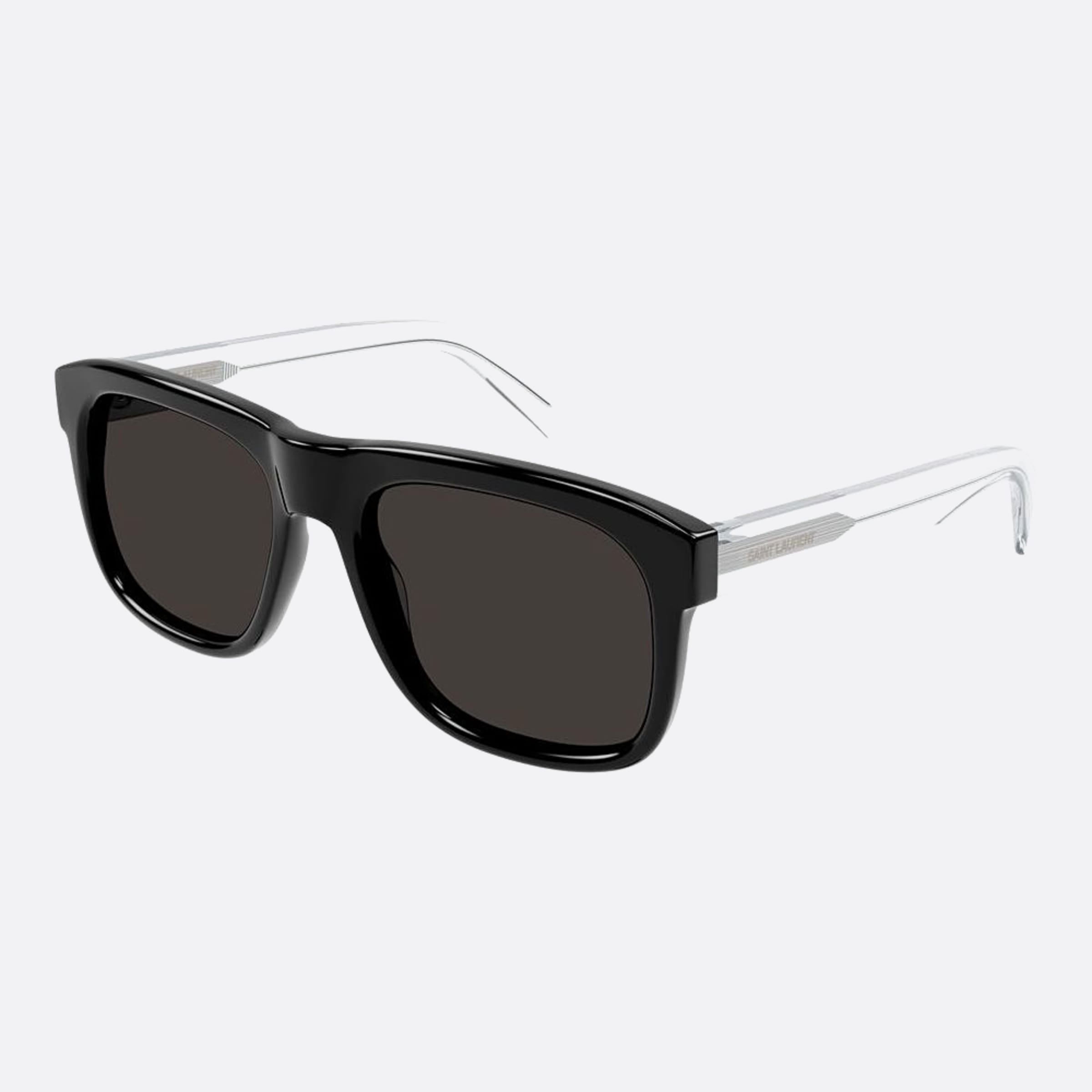 Saint 57mm Laurent Black Geometric Man Sunglasses - Side View