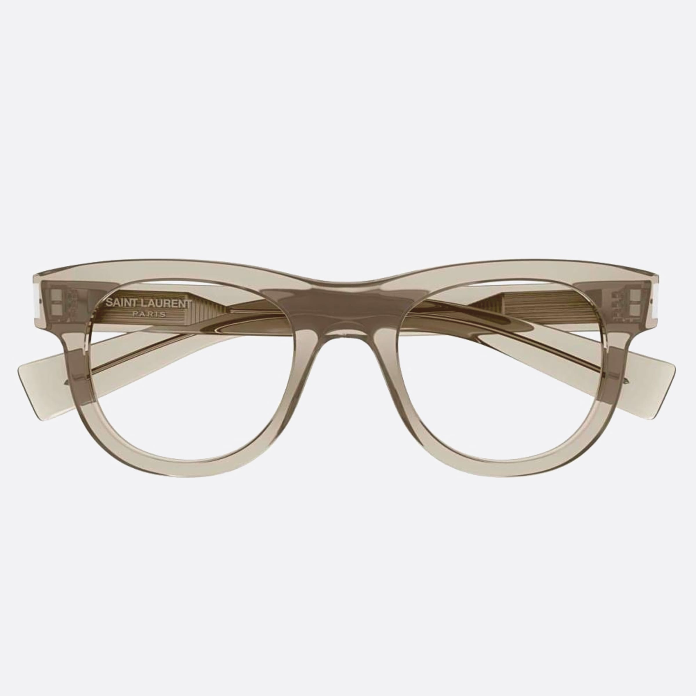 Saint 49mm Laurent Opt Grey Round Unisex Eyeglasses - Main View