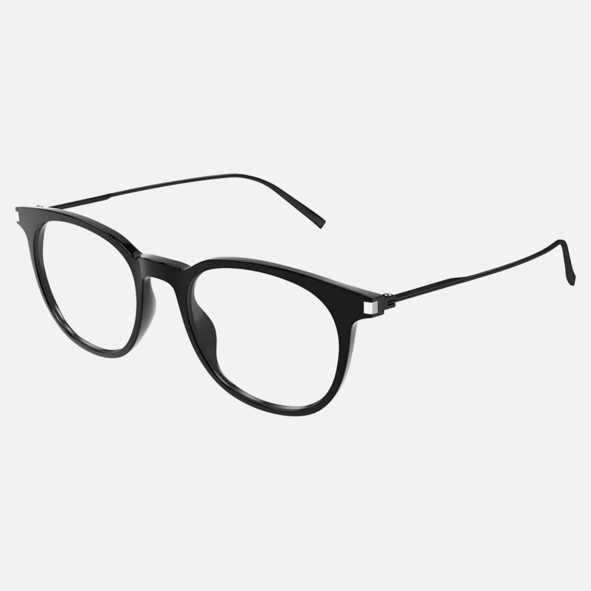 Saint 49mm Laurent Black Round Man Eyeglasses - Side View