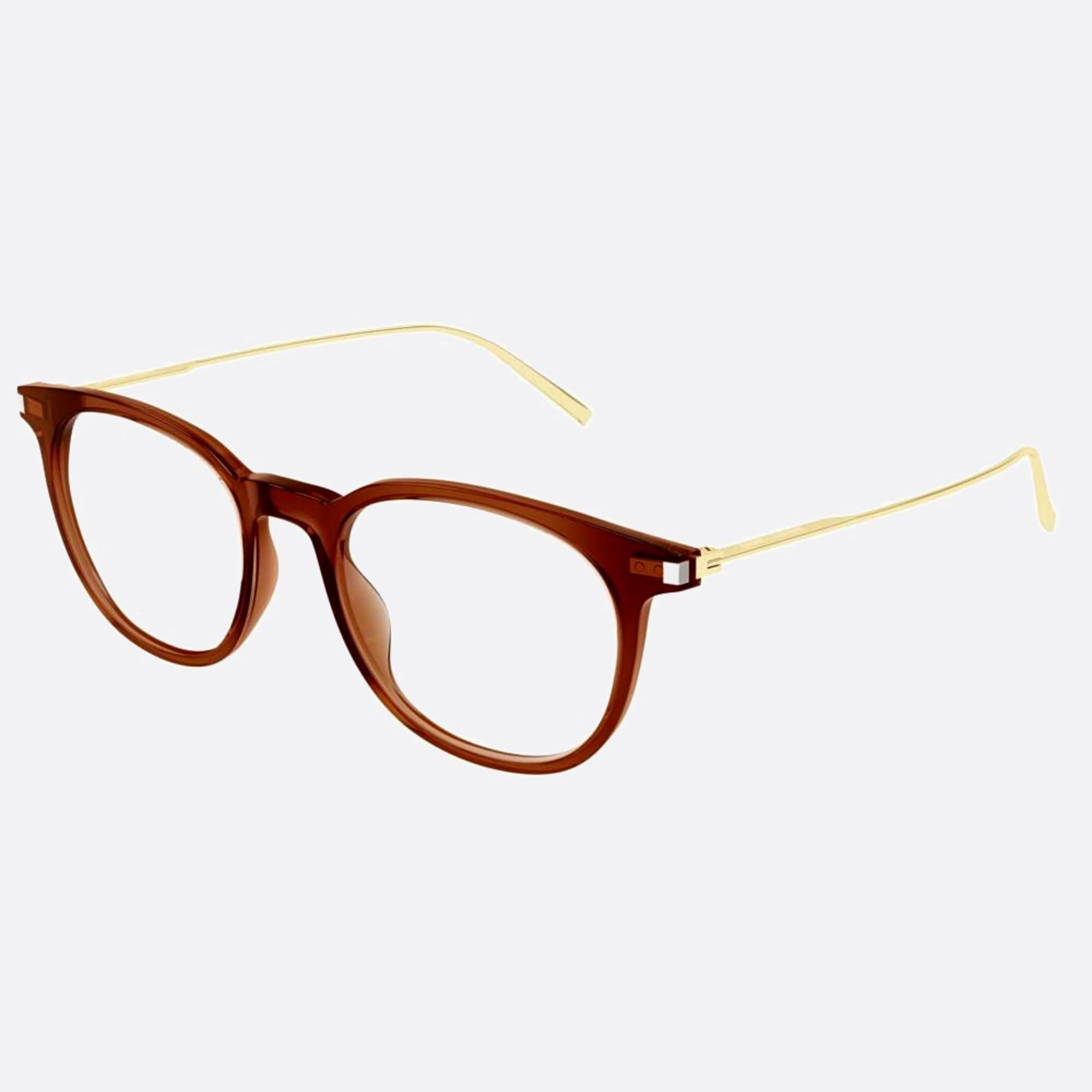 Saint 49mm Laurent Brown Round Man Eyeglasses - Side View
