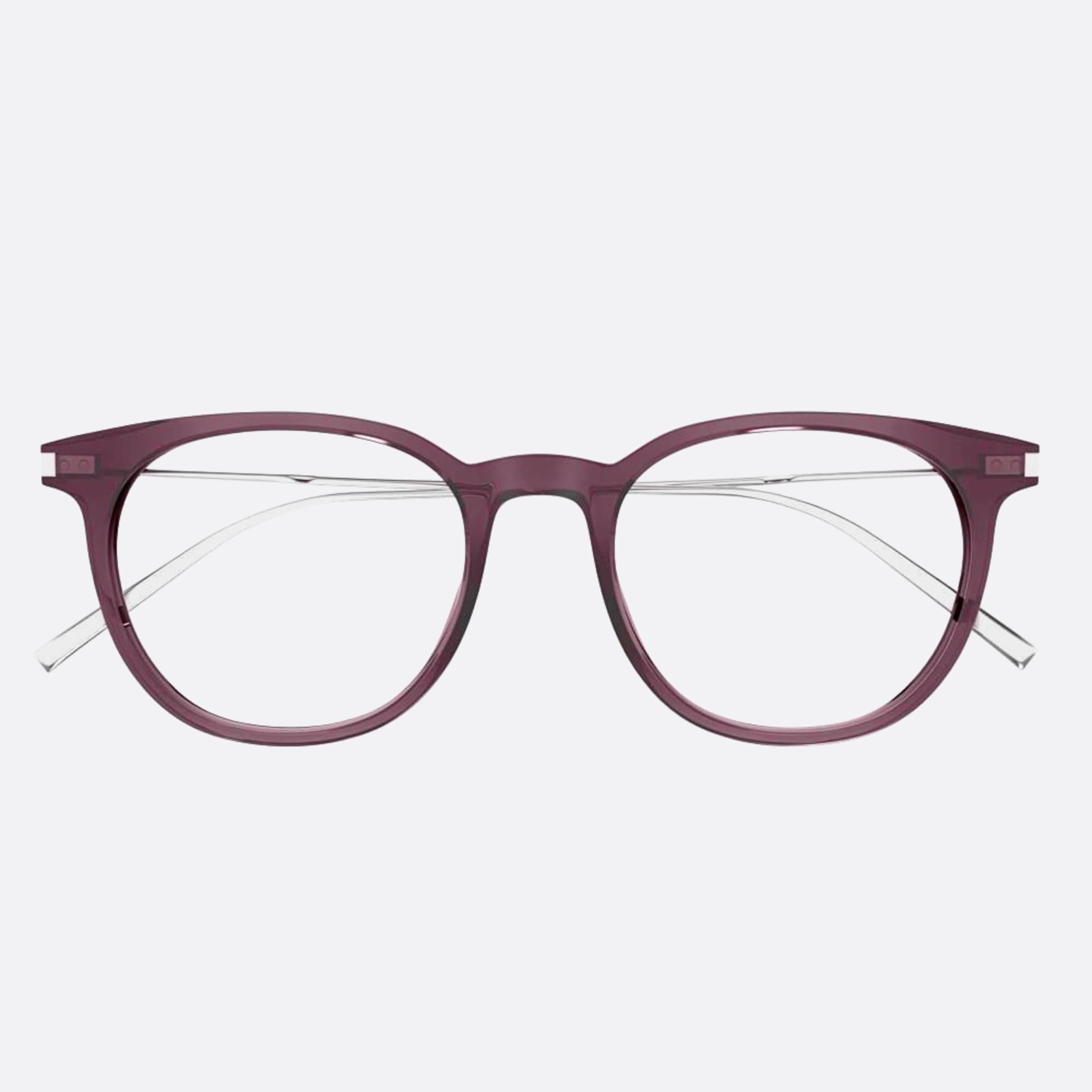 Saint 49mm Laurent Grey Round Man Eyeglasses - Main View