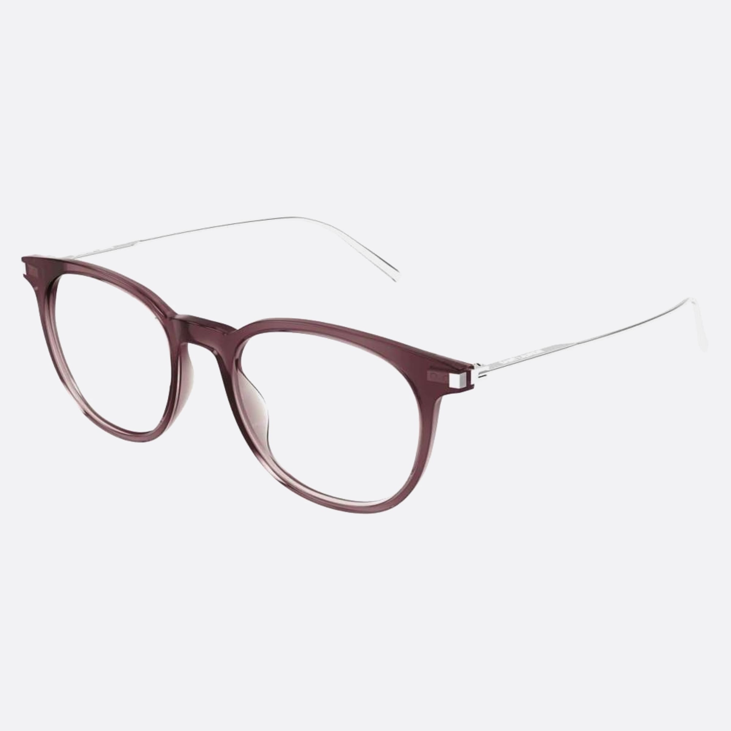 Saint 49mm Laurent Grey Round Man Eyeglasses - Side View