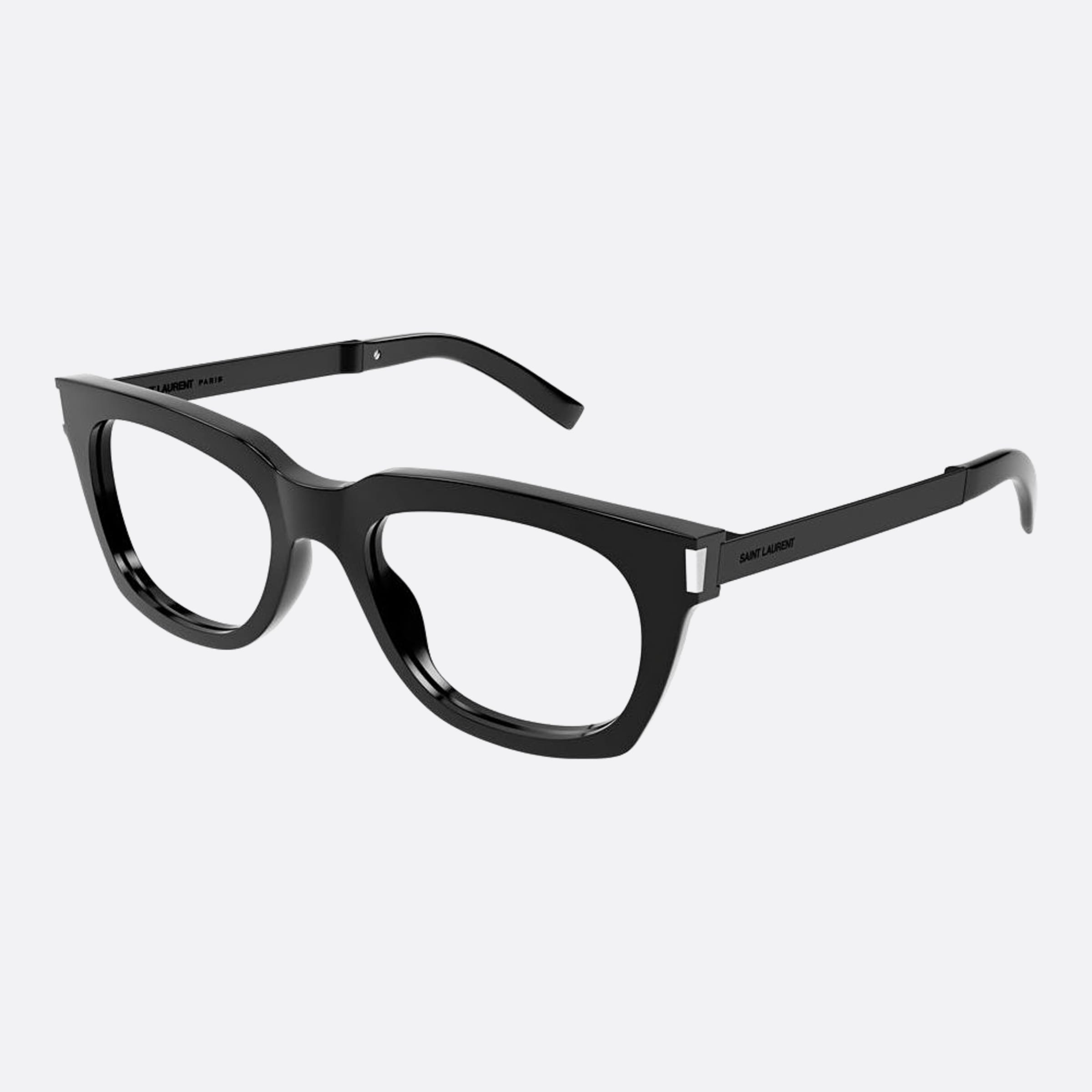 Saint 53mm Laurent Black Squared Men Eyeglasses - Side View