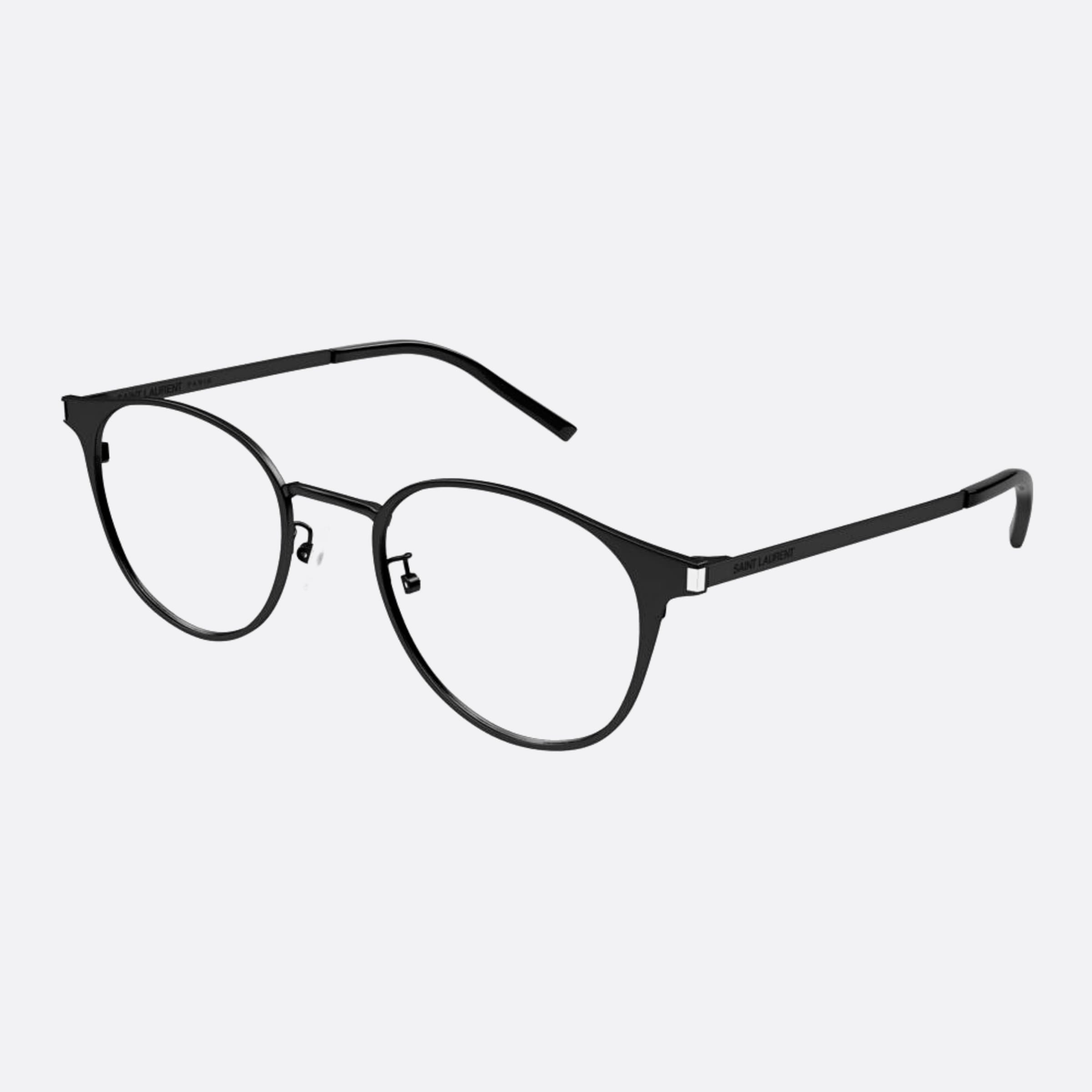 Saint 50mm Laurent Black Round Unisex Eyeglasses - Side View