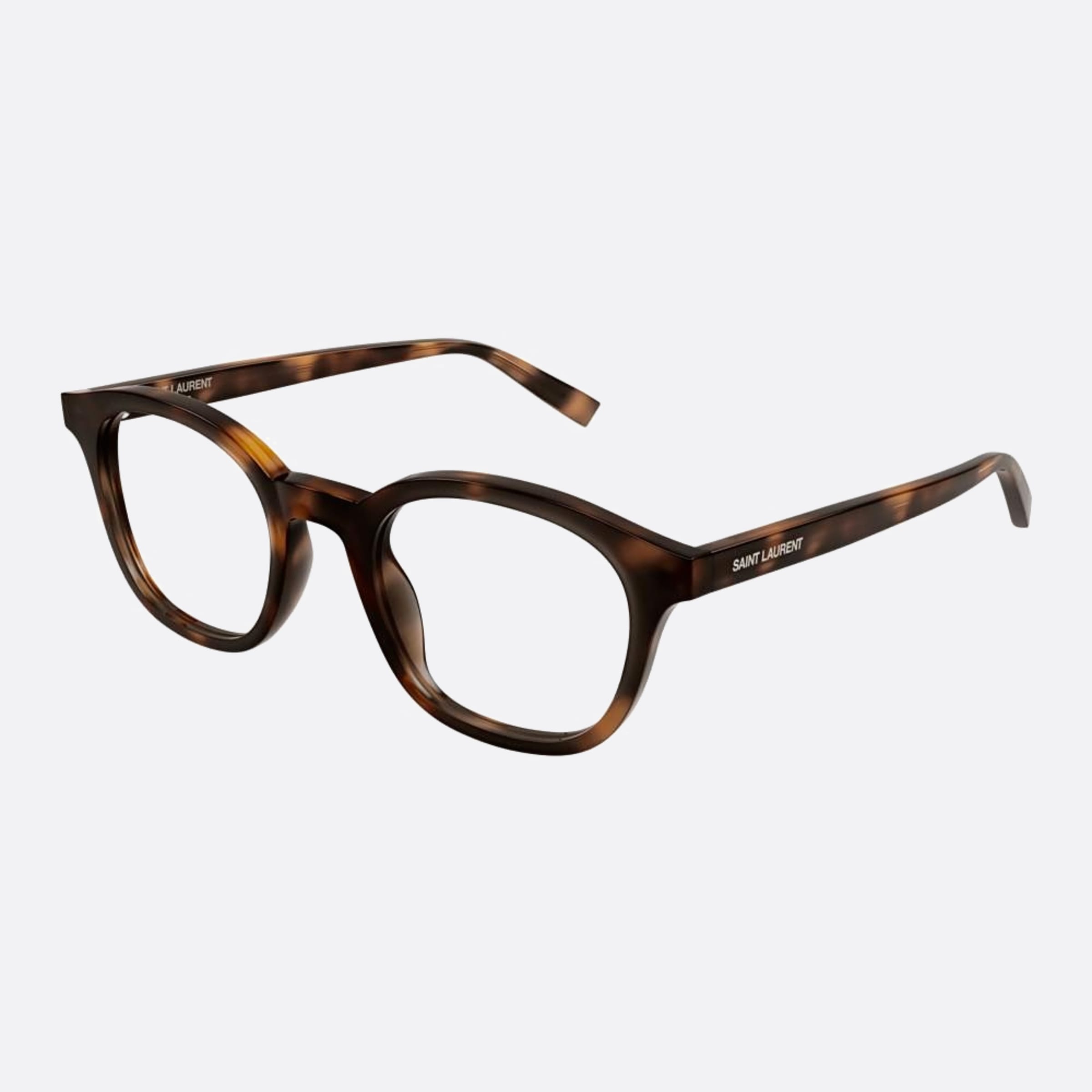 Saint 50mm Laurent Havana Squared Unisex Eyeglasses - Side View