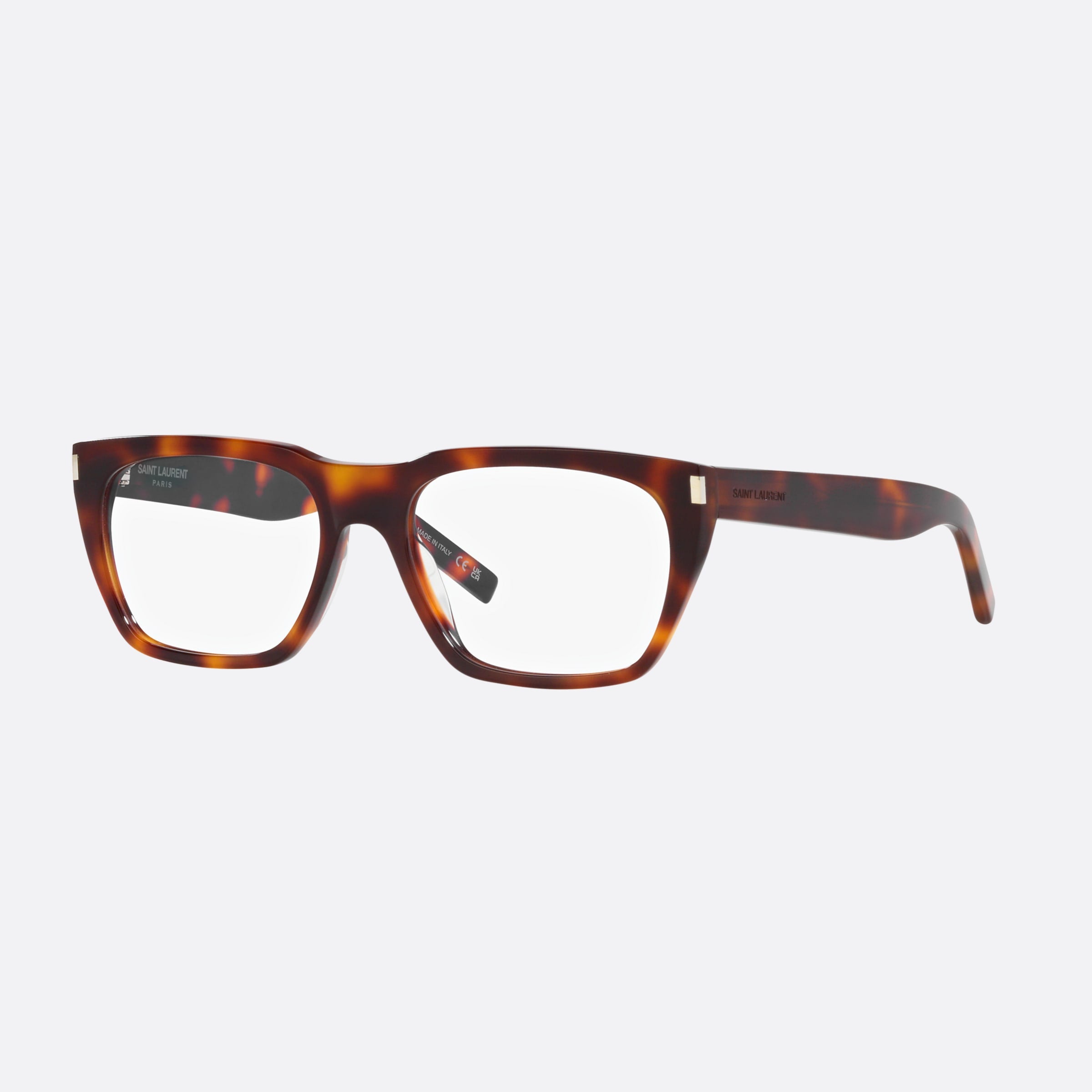 Saint 56mm Laurent Opt Tortoiseshell Rectangular Man Eyeglasses - Main View