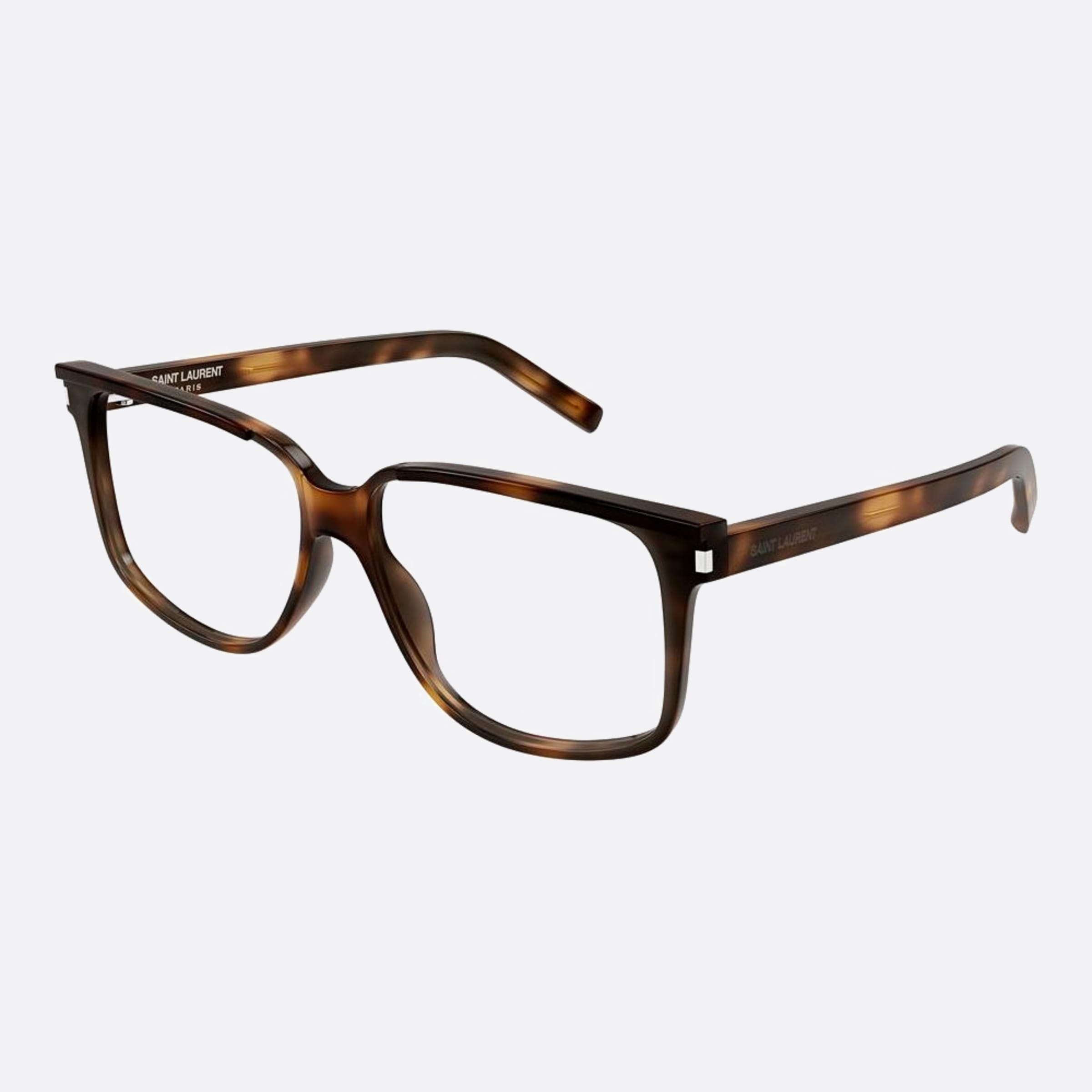 Saint 58mm Laurent Opt Havana Geometric Men Eyeglasses - Side View