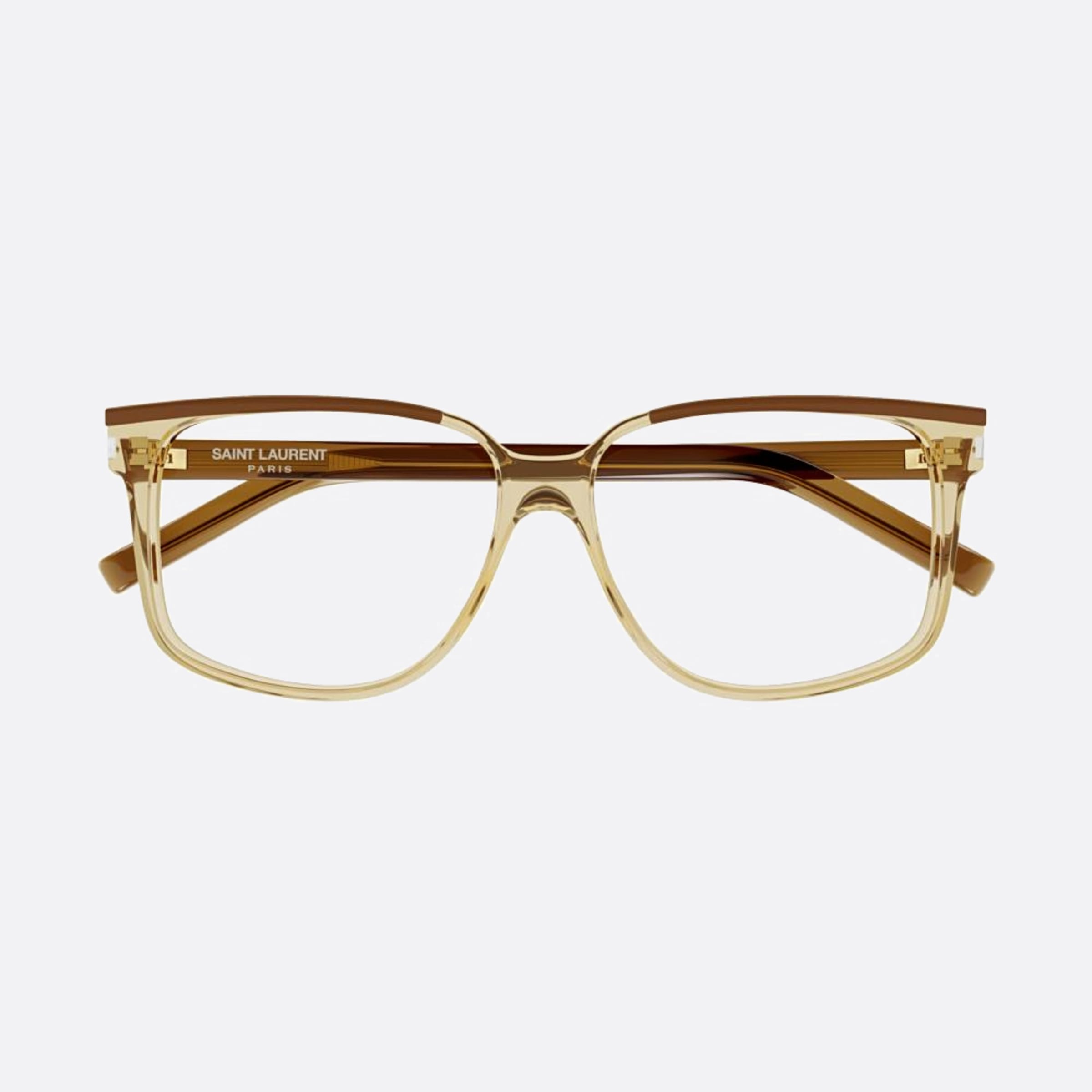 Saint 58mm Laurent Opt Brown Geometric Man Eyeglasses - Main View