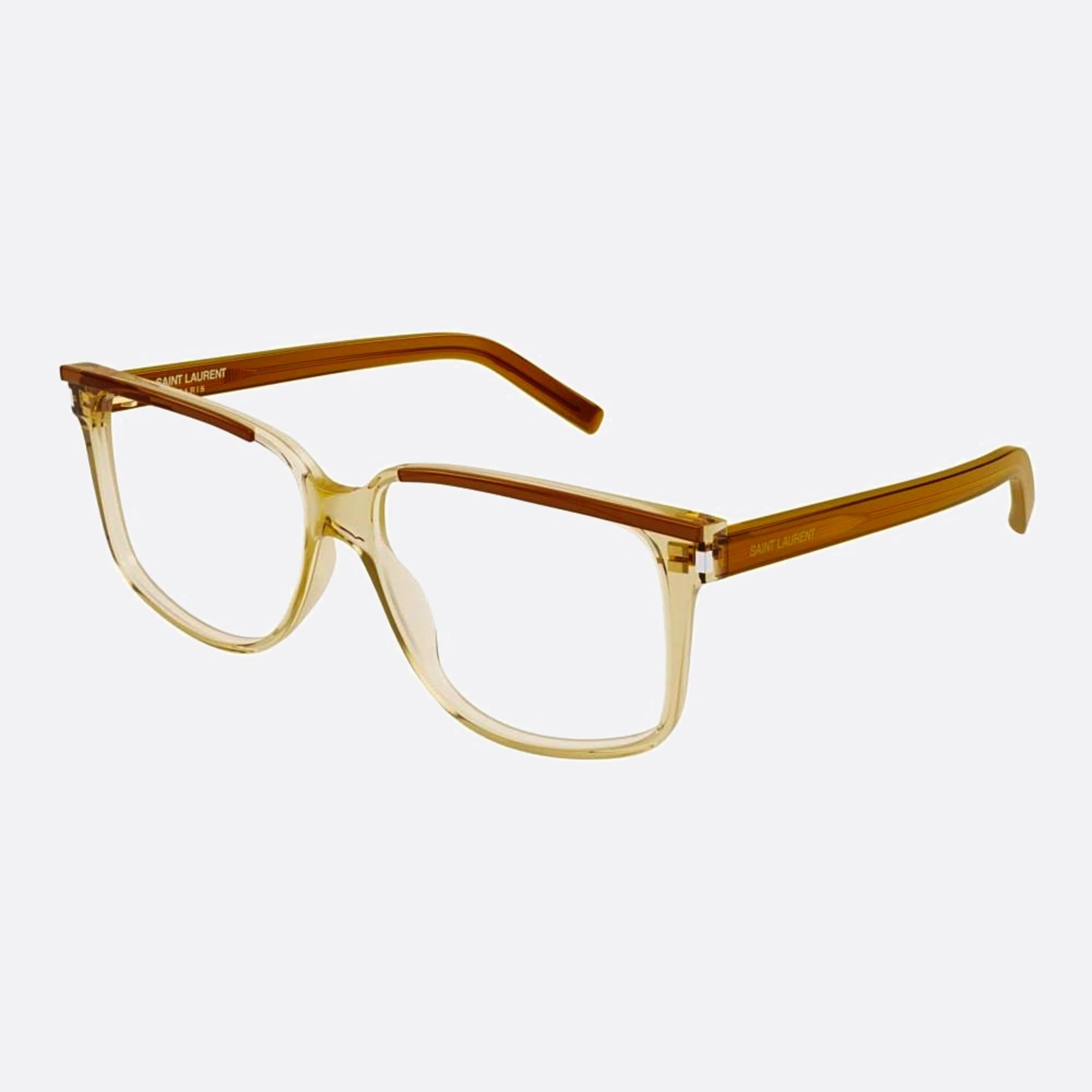 Saint 58mm Laurent Opt Brown Geometric Man Eyeglasses - Side View