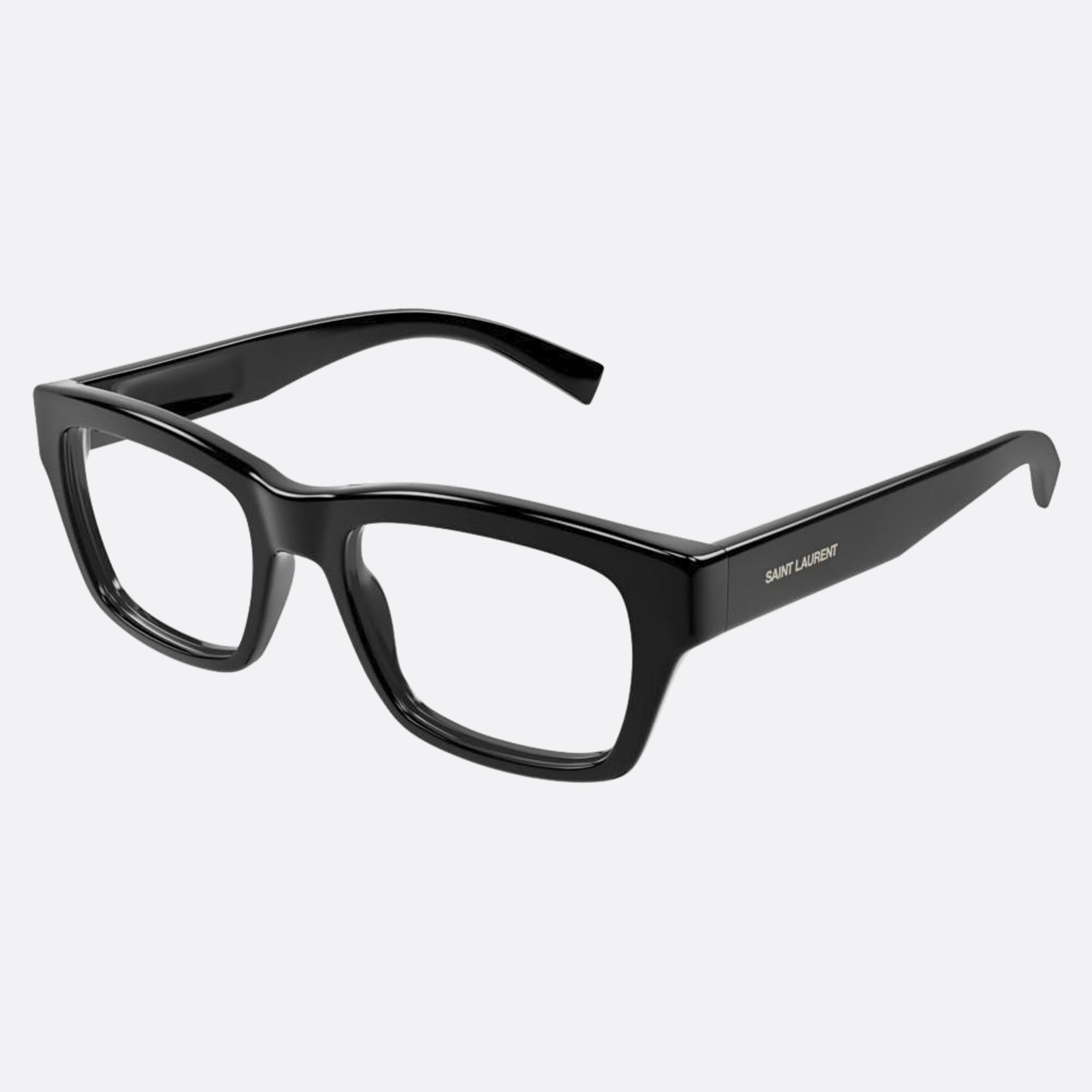 Saint 53mm Laurent Black Squared Unisex Eyeglasses - Side View