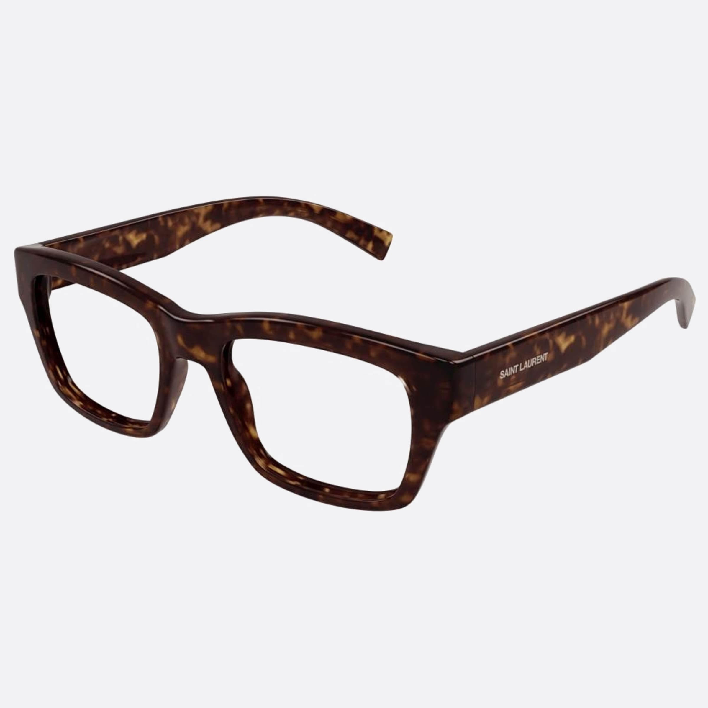 Saint 53mm Laurent Havana Squared Unisex Eyeglasses - Side View
