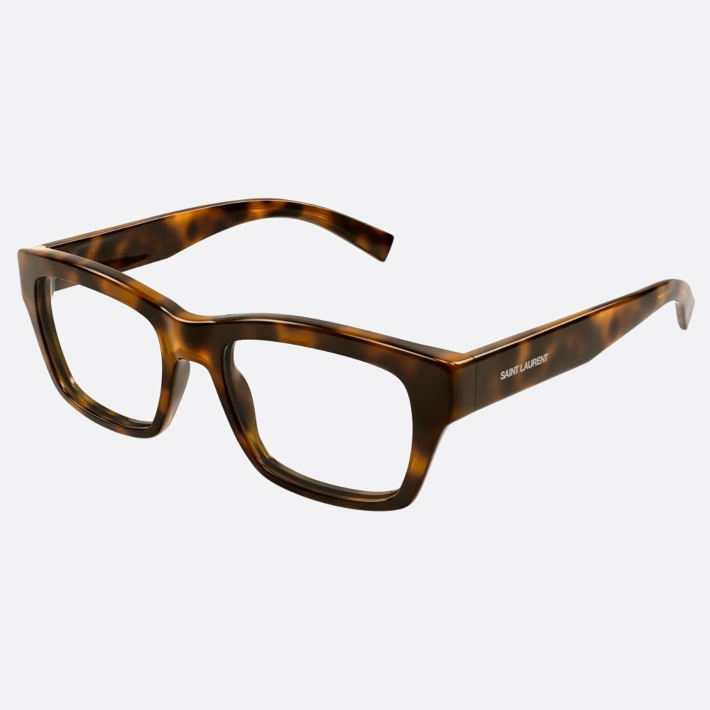 Saint 53mm Laurent Havana Squared Unisex Eyeglasses - Side View