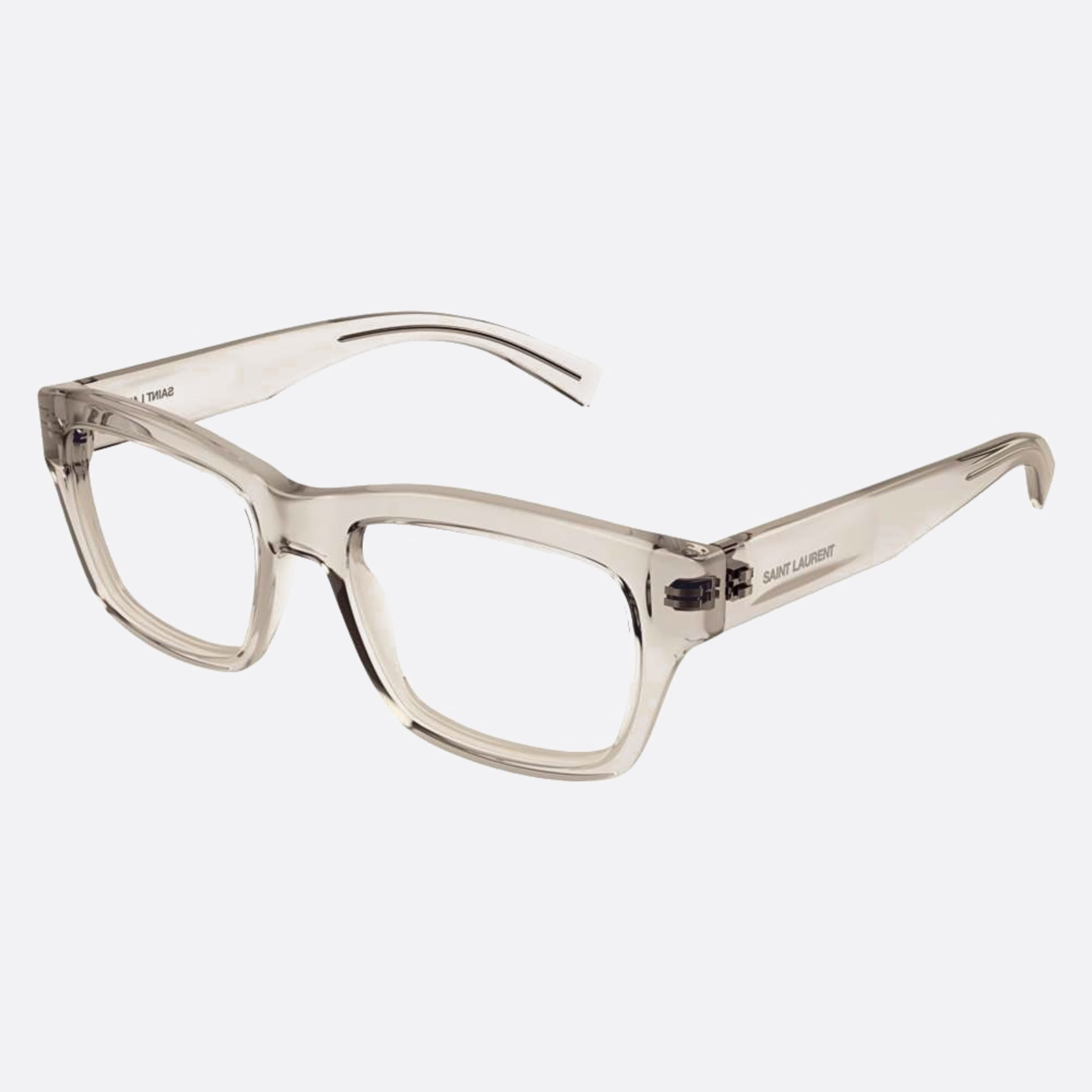 Saint 53mm Laurent Transparent Squared Unisex Eyeglasses - Side View